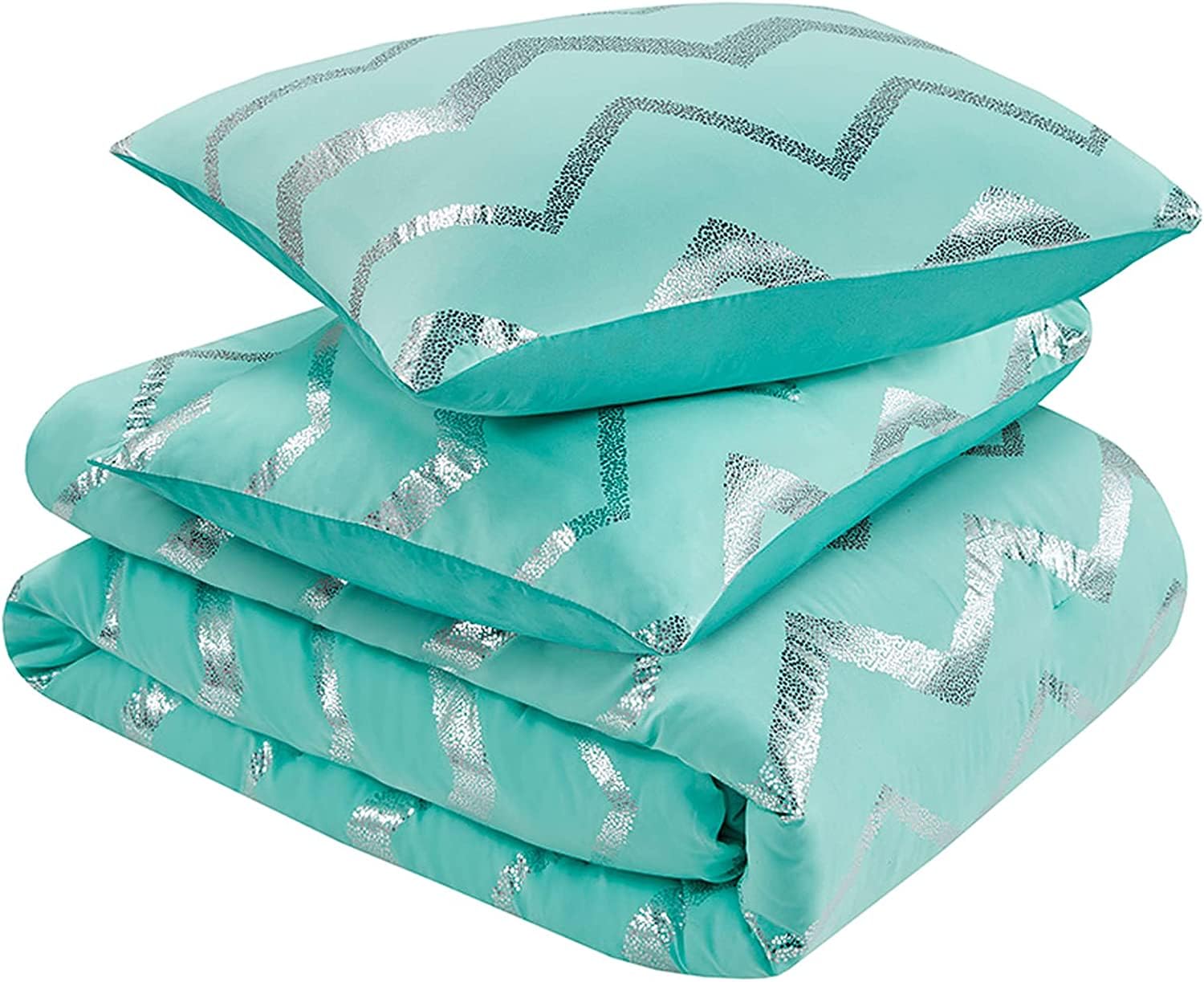 Queen Size Bettwäsche-Set, 4-teilig – Mikrofaser, Mexikanisches Serape-Streifen-Design, Grün-blau