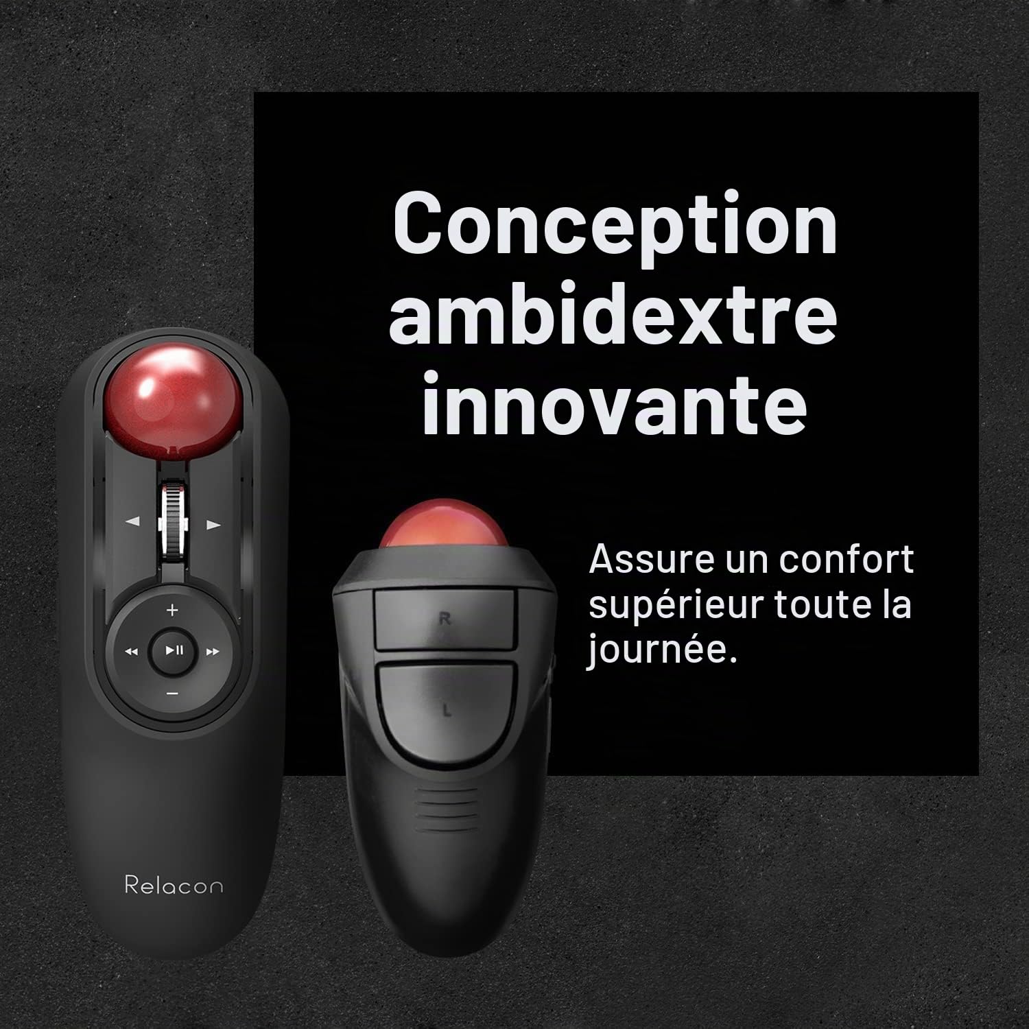 Elecom Relacon M-RT1DRBK Souris Portable avec contrôle du Pouce, sans Fil 2,4 GHz, Design Ergonomique, Fonction à 10 Boutons, Windows11, MacOS