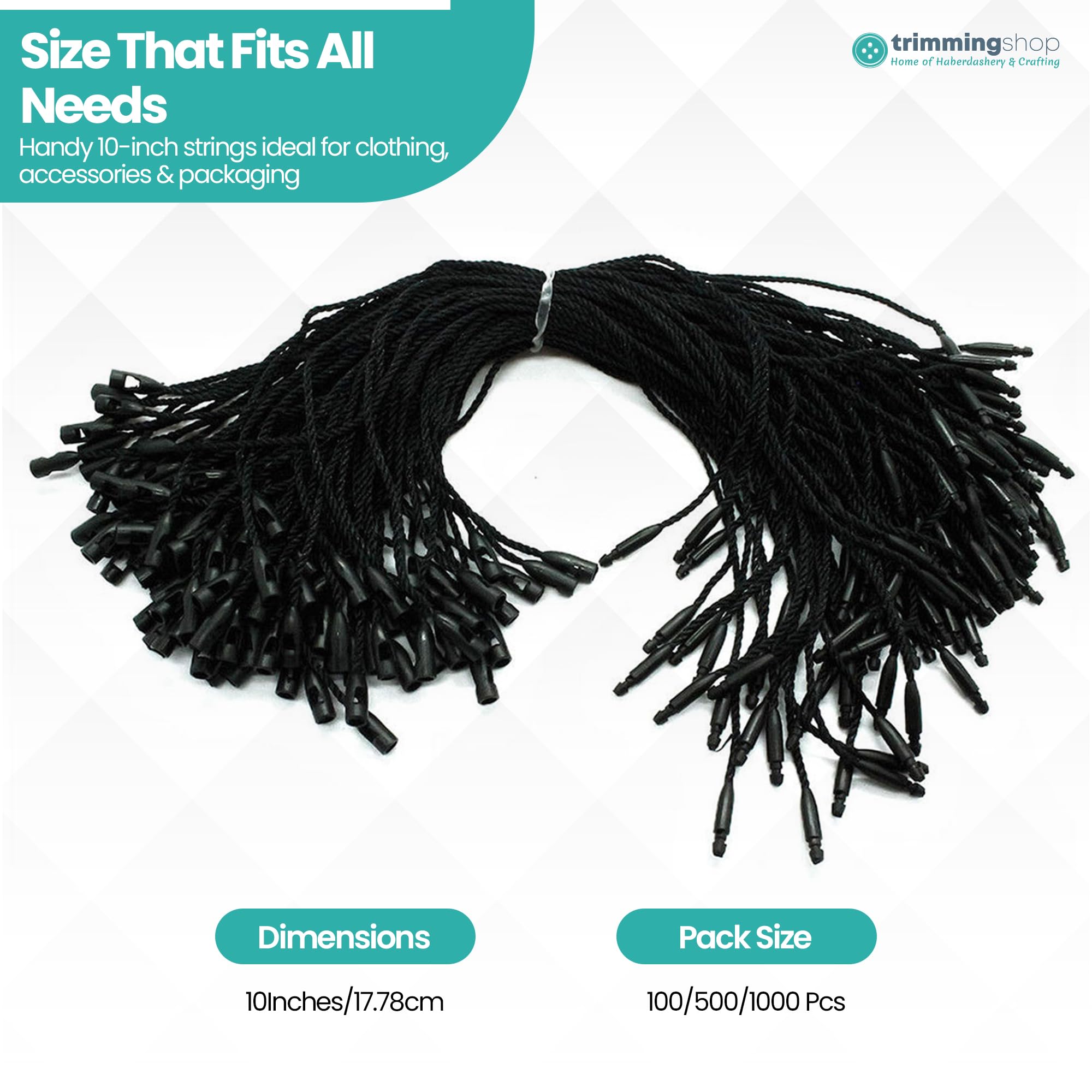 Trimming Shop Nylon Stringa Gancio Etichette con Chiusura a Scatto per Etichette Sicurezza Etichette Elemento di Fissaggio - 10 inch Nero - Nero, Pack of 1000