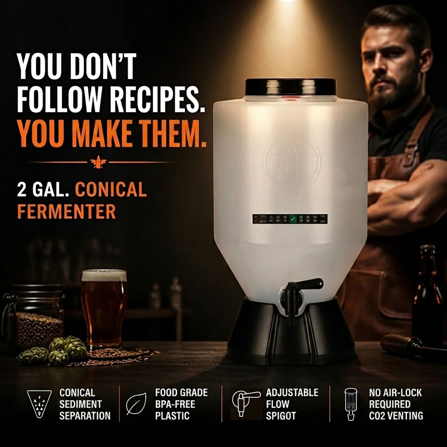 Kit professionale per la produzione di birra artigianale con bottiglie, fermentatore conico elimina i sedimenti e rende una grande degustazione di birra fatta in casa - kit da 2 galloni