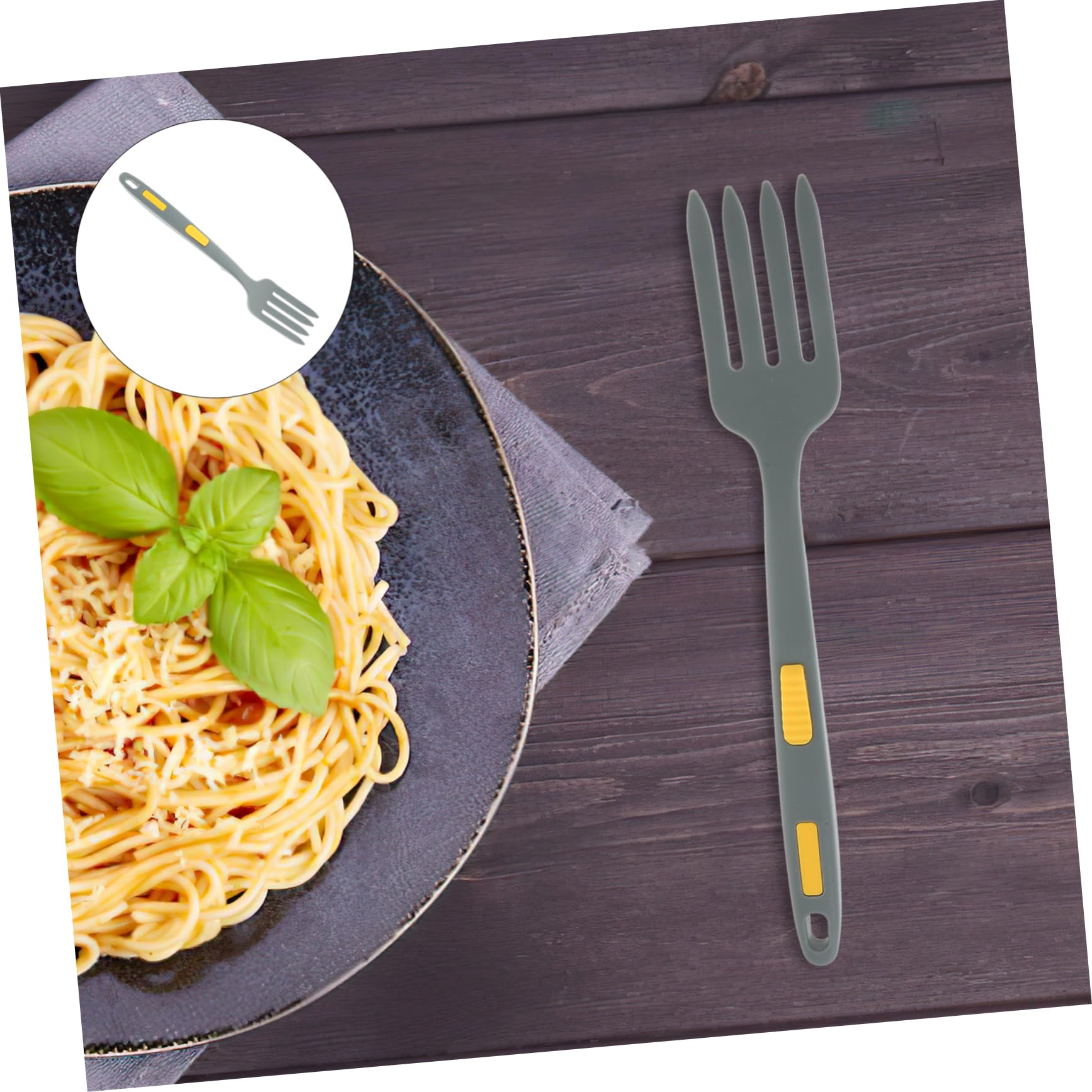 KICHOUSE Silicone Cooking Fork Kitchen Fork Pasta Fork Kitchen Cooking Fork Food Fork Large Cooking Fork Household Salad Fork Reusable Cooking Fork Noodle Cooking Fork