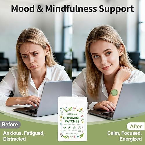 Miniatura 3 de Parches de dopamina extra fuertes  Apoyo al estado de ánimo, calma y concentración  Alivio del estrés con mucuna y 5-HTP  A base de plantas, veganos