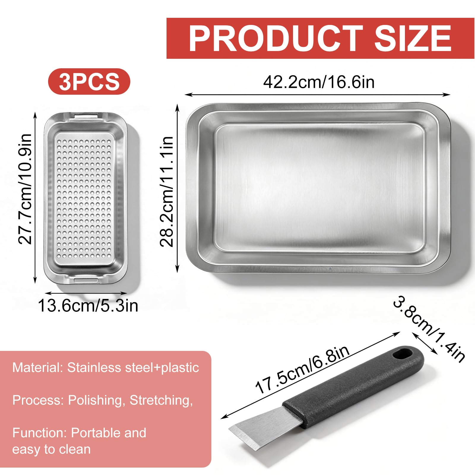 Panier à Barbecue en Acier Inoxydable Set, Panier à Légumes Barbecue avec Trous, Paniers de Grillades Avec Plateau de Service et Poignée Universelle, Accessoires BBQ Pour Poisson Viande Légumes