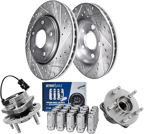 Miniatura 28 de Detroit Axle - Kit de frenos para BMW X3 2004-2010 2005 2006 2007 2008 2009 Rotores de freno perforados y ranurados delanteros y traseros de