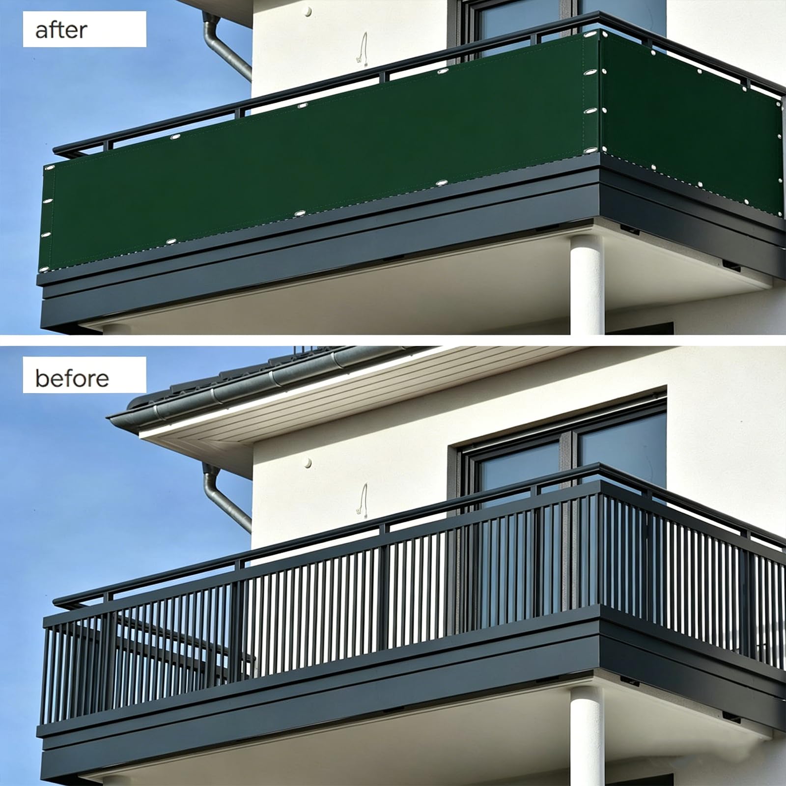Parawan Balkonowy 45 x 120 cm Ochrona Przed Wiatrem I Promieniowaniem Uv, Ochrona Przed Ciekawskimi Spojrzeniami Osłony Dzielące I Ochronne Z Oczkami, Lina Na Patio, Ciemnozielony