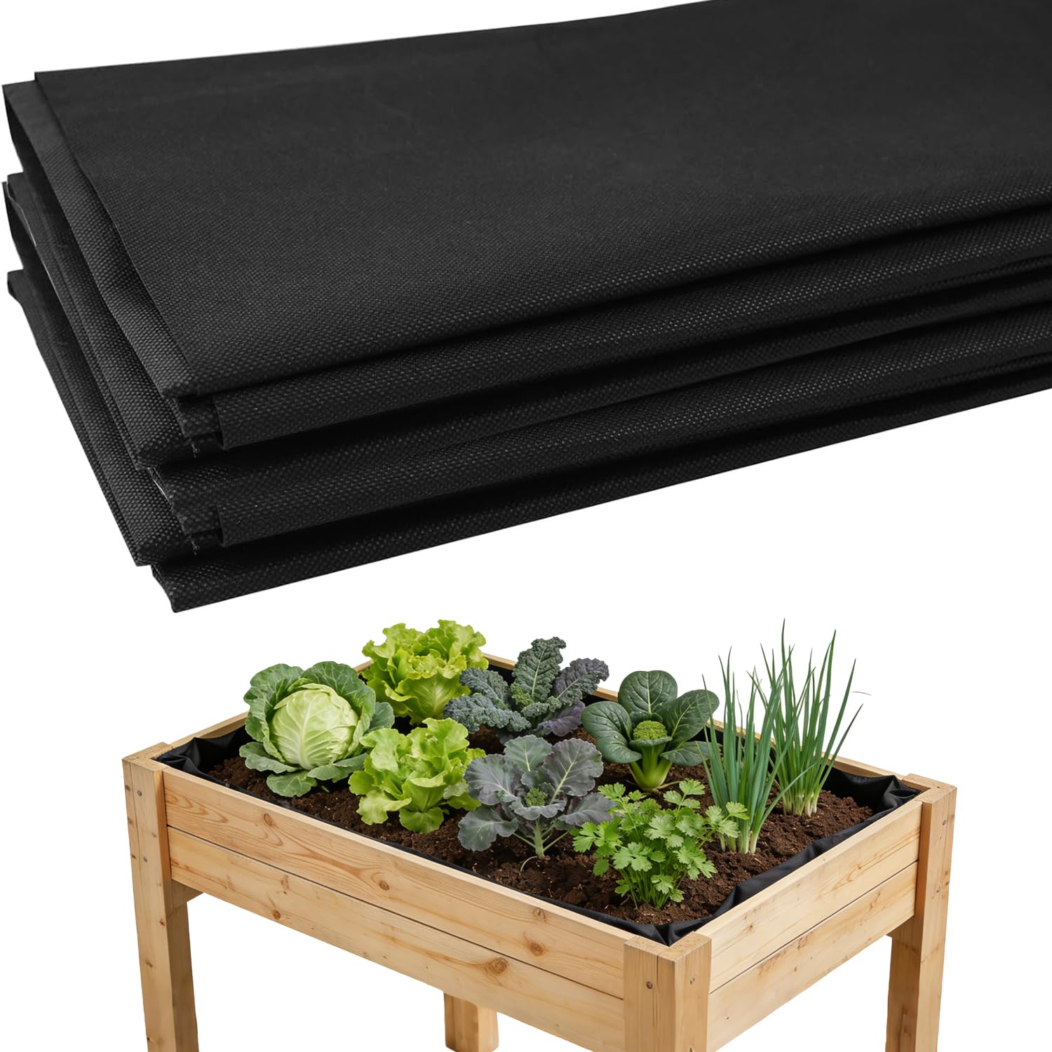 Jfmanmsds Black Fabric Liner For Large Veg Trough, Non Woven Vegetable Trugs, Outdoor Raised Bed Planter Liner, Herb Planter Liner Heavy Duty Plant Grow Bags - Medium (160Cm X 210Cm)