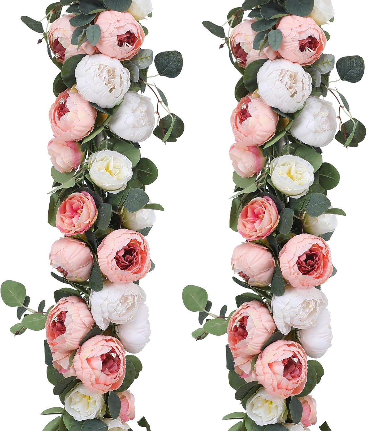 Floweroyal 2 Pack Artificial Flower Garlands 11.2FT Eucalyptus Garlands