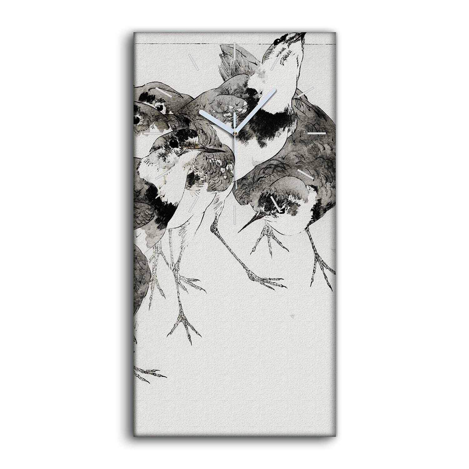 Horloge sur toile oiseaux asiatiques pour sublimer le mur de la chambre