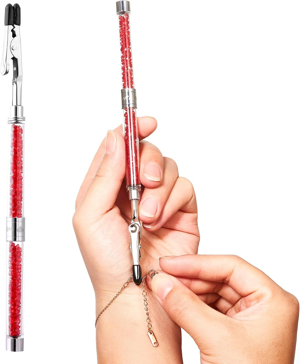 WIFORT Bracelet Helper Tools Diamond Jewelry Helper Jewelry Clasp Helper Hand Bracelet Helpers Jewelry Helper Clasp Helper Bracelet Fastening Helper Tools Jewelry Fastening and Hooking Tool (Red)