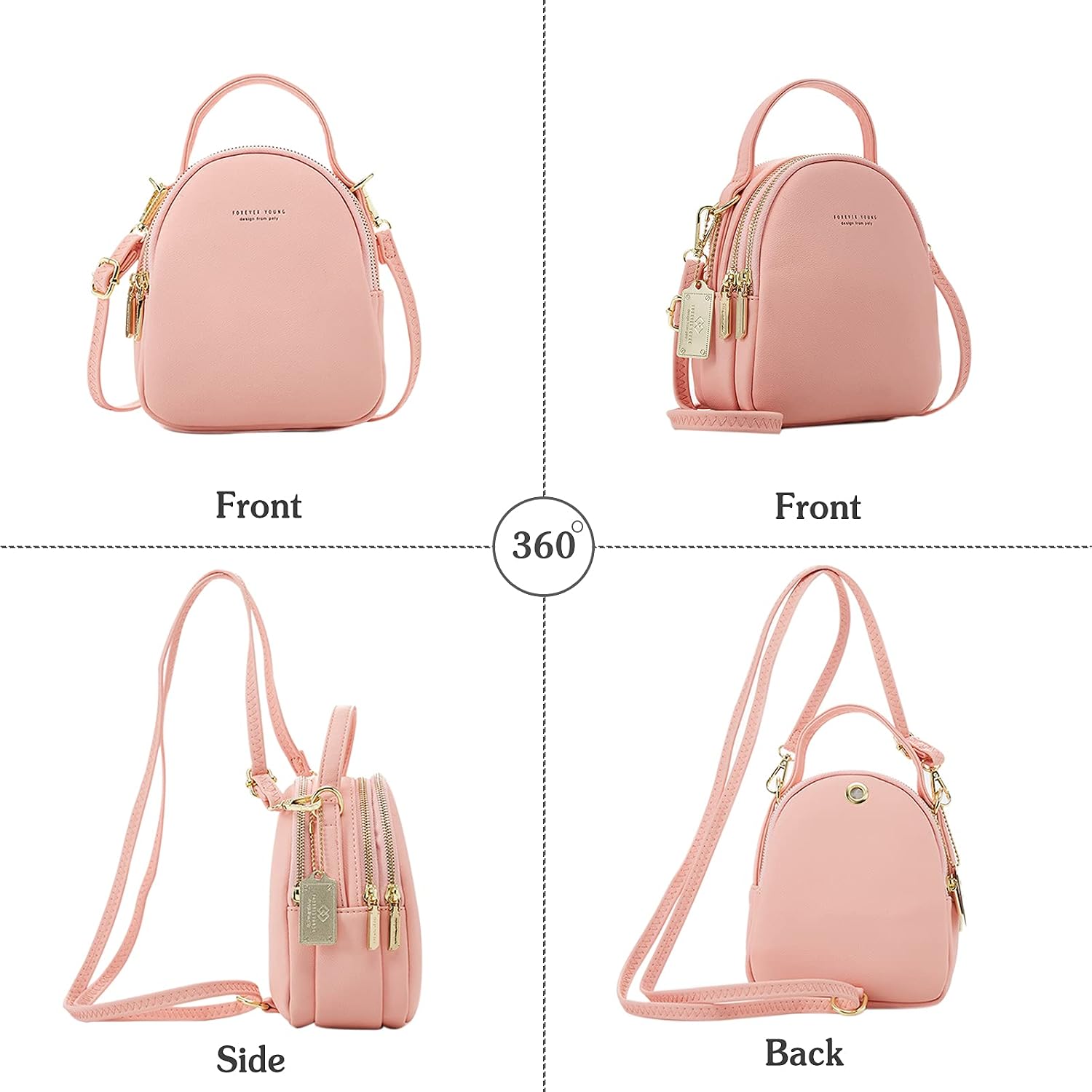 Mini Backpack Women Fashion Handbag Girl Waterproof Shoulder Bags with Earphone Hole Leather Daypack Travel Dating Small Backpack, Red, L, Cute