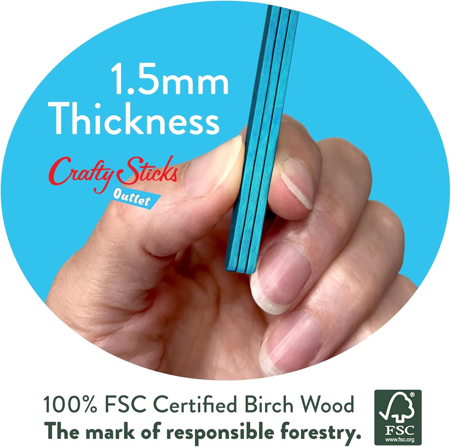 600 Pack Blue Jumbo Craft Sticks 6 Inch, Wooden Popsicle Sticks for Crafts and STEM