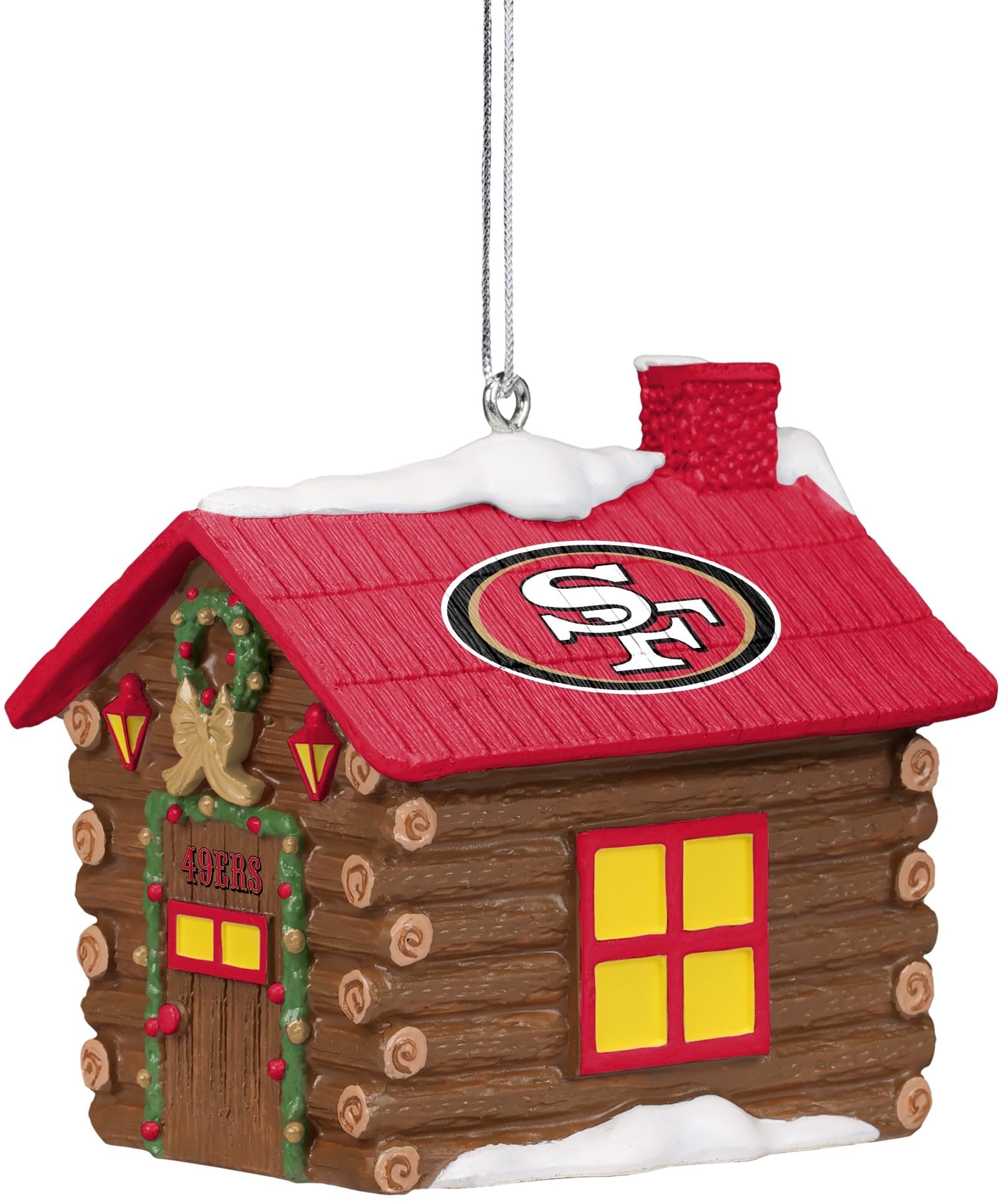 Foco Multi Color Nfl San Francisco 49Ers Log Cabin Ornament – Officially Licensed Holiday Decoration