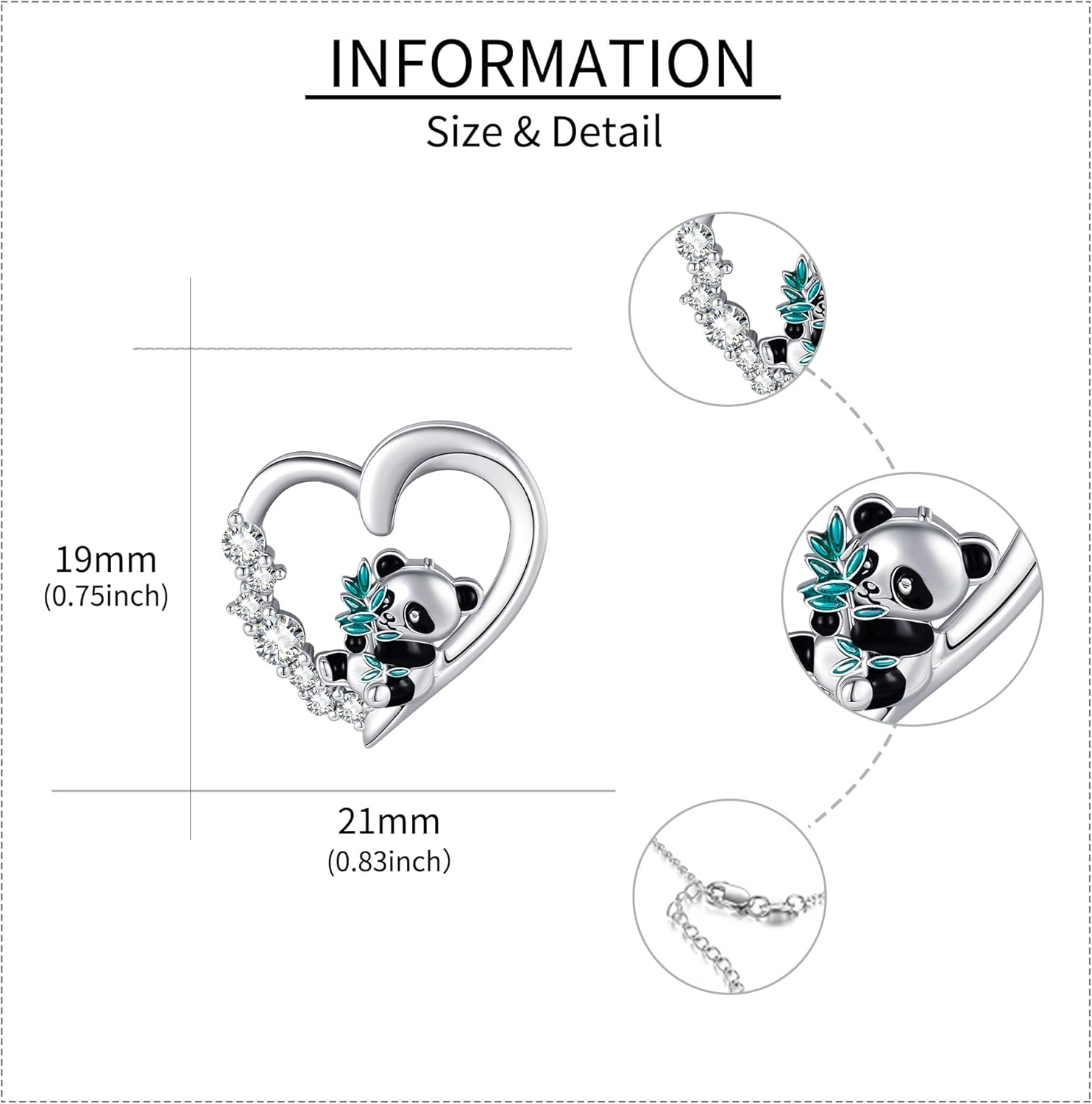 Animal Necklace 925 Sterling Silver Panda/Horse/Squirrel/Giraffe Heart Pendant Necklace Animal Jewelry Gift for Women - Image 6