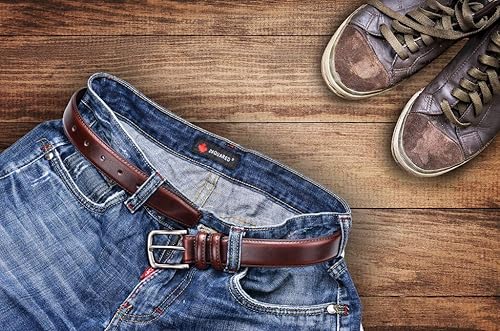 Miniatura 5 de Autolock Mens Belt, Genuine Leather Dress Belt Classic Casual 1 14" Wide Belt With Single Prong Buckle