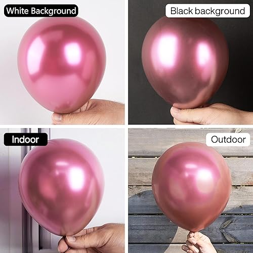 Miniatura 2 de PartyWoo Globos metálicos de color rosa oscuro, 50 globos metálicos rosas de 12 pulgadas, globos rosas metálicos para guirnalda de globos o arco de