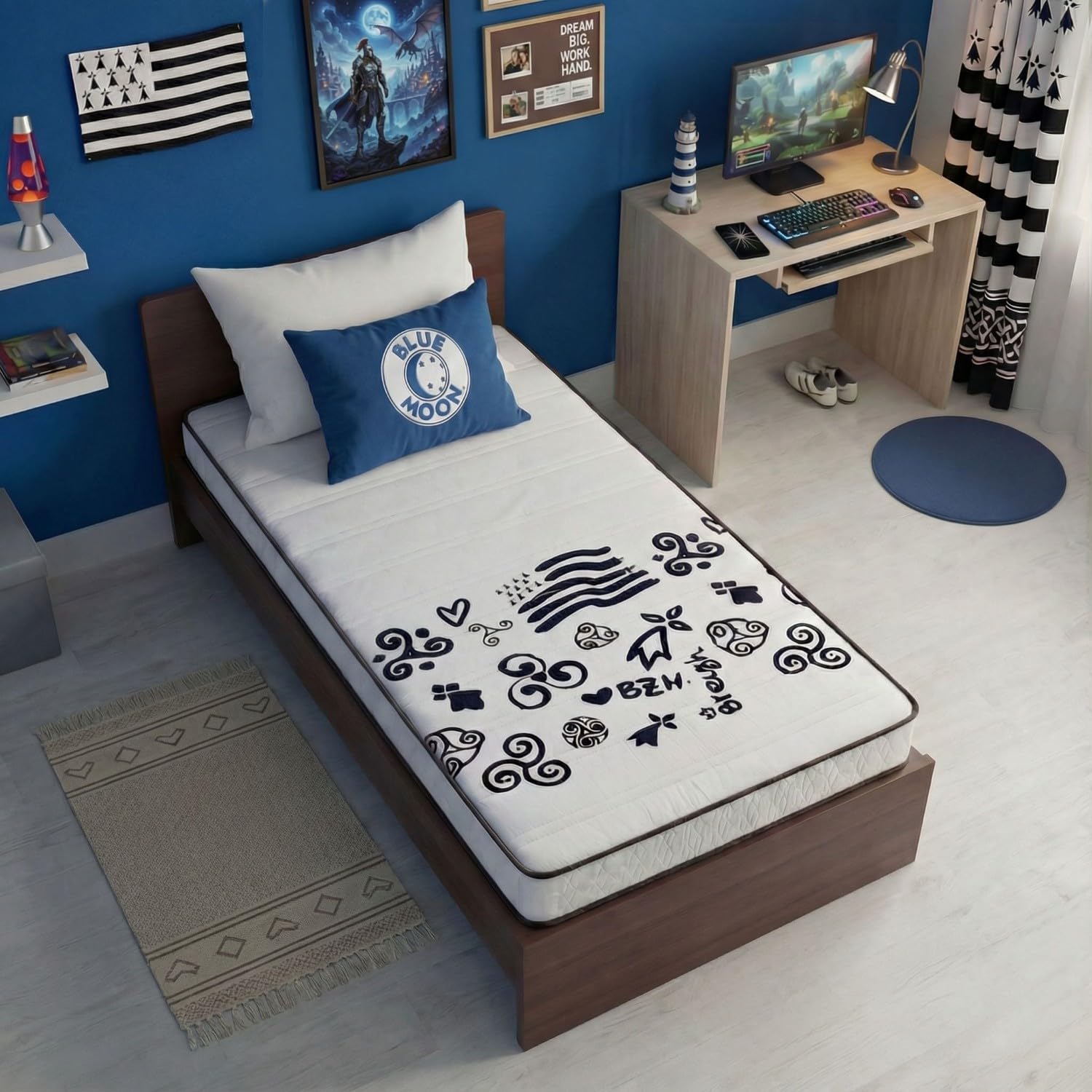 Matelas 90x190 mousse de 15cm Blue Moon Breizh 5 zones de soutien