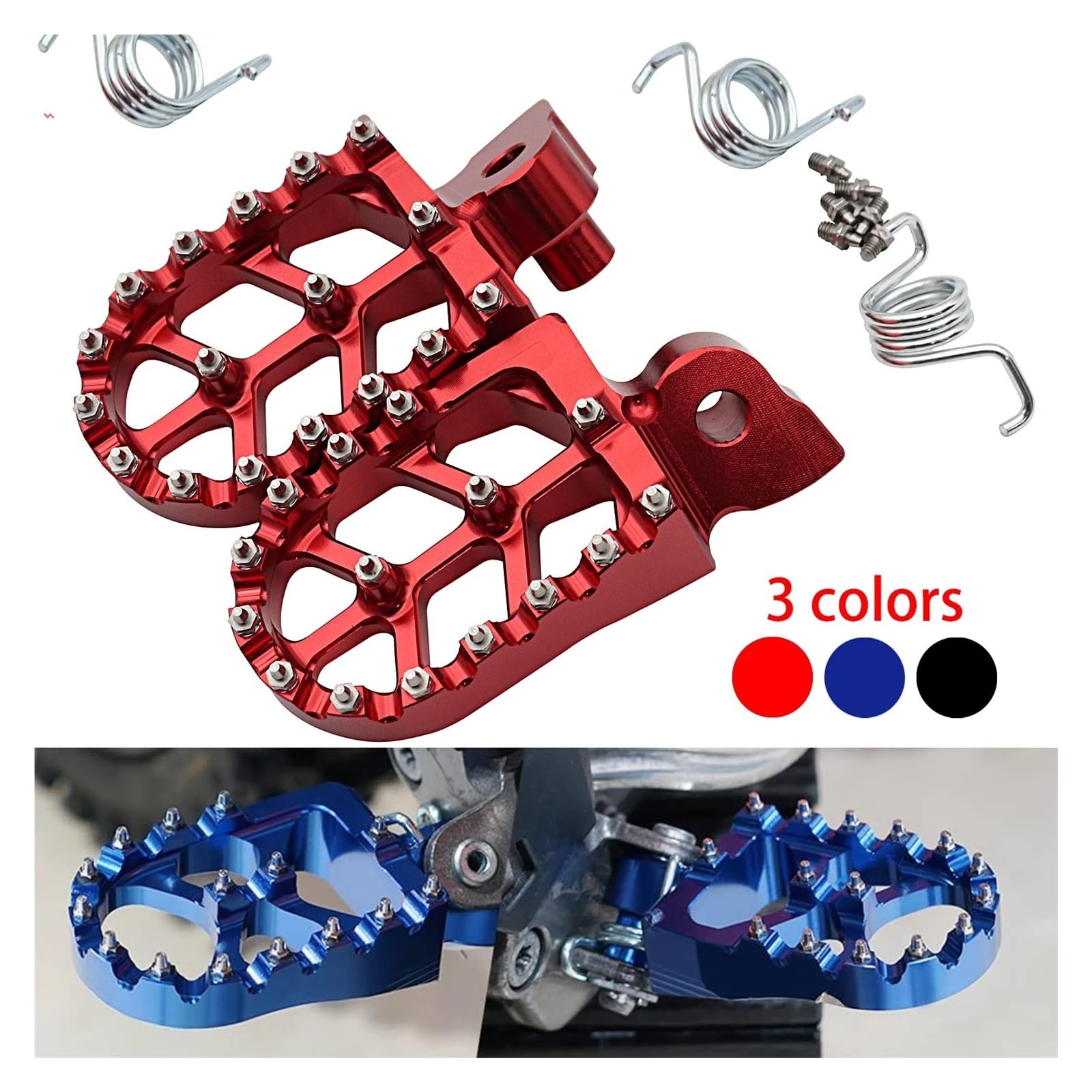 Pedane Poggiapiedi Moto Per Yamaha YZ 65, 85, 125, 250, WR - Antiscivolo, Ammortizzate, Colore Blu, Sostituzione Originale