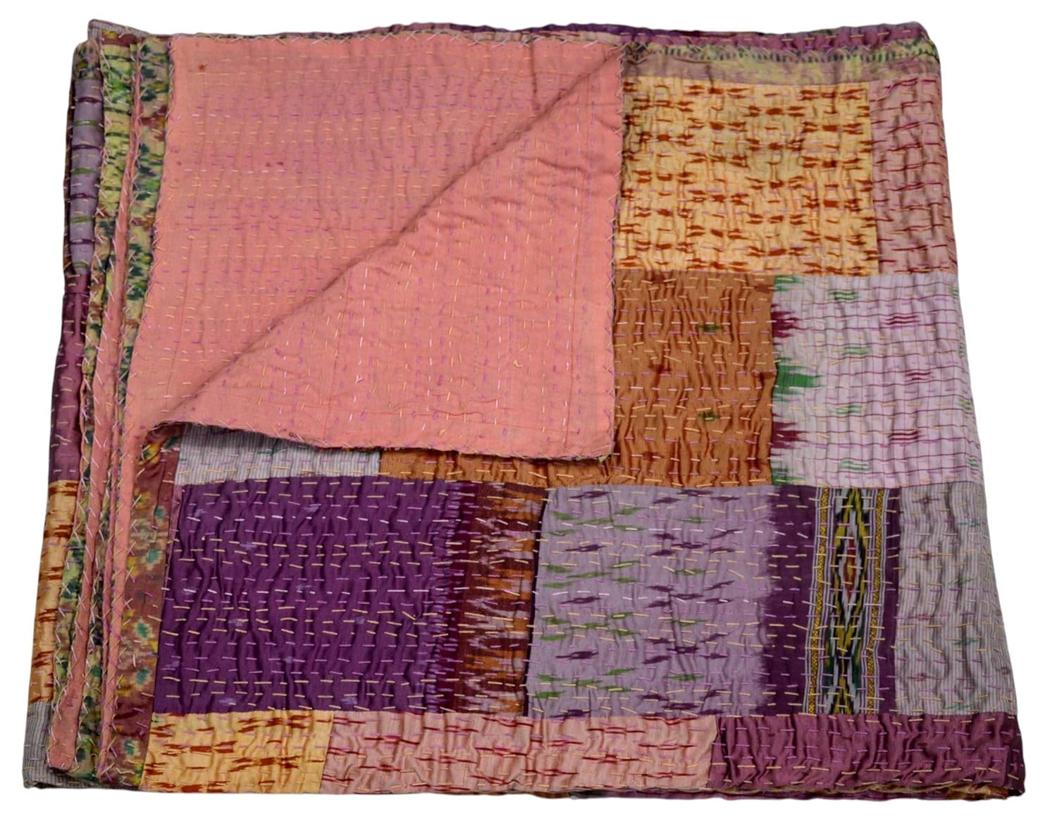 trapunta in stile indiano - trapunta estiva patchwork - trapunte vintage doppie dimensioni - coperte tradizionali - coperta kantha - trapunta indiana patchwork