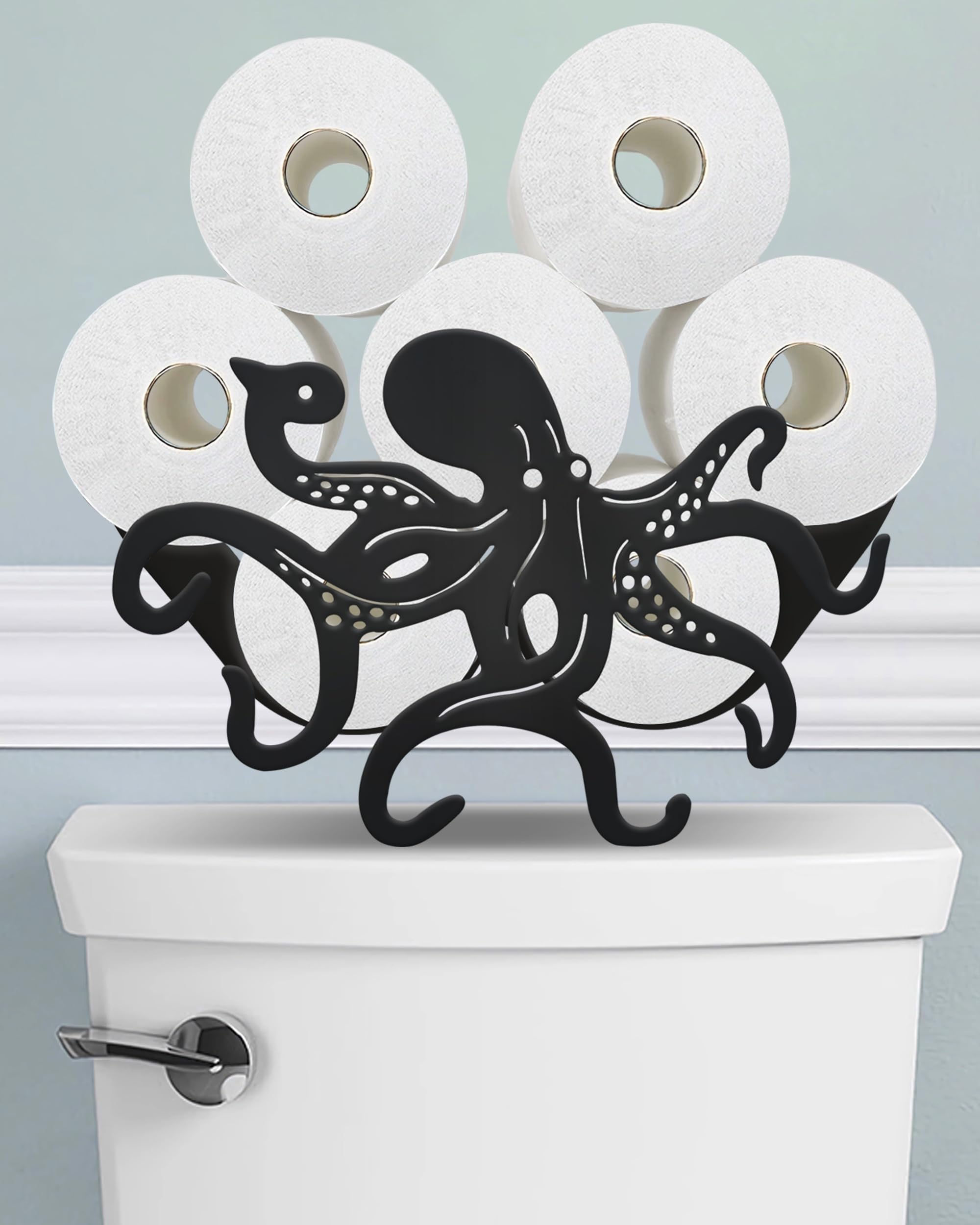 Wigag Octopus Toilet Paper Holder Stand for Extra 8 Rolls, Funny Decorative Free Standing Toilet Paper Storage Organizer, Farmhouse Bathroom Animal Decor Accessories Storage Cabinet โ image 1