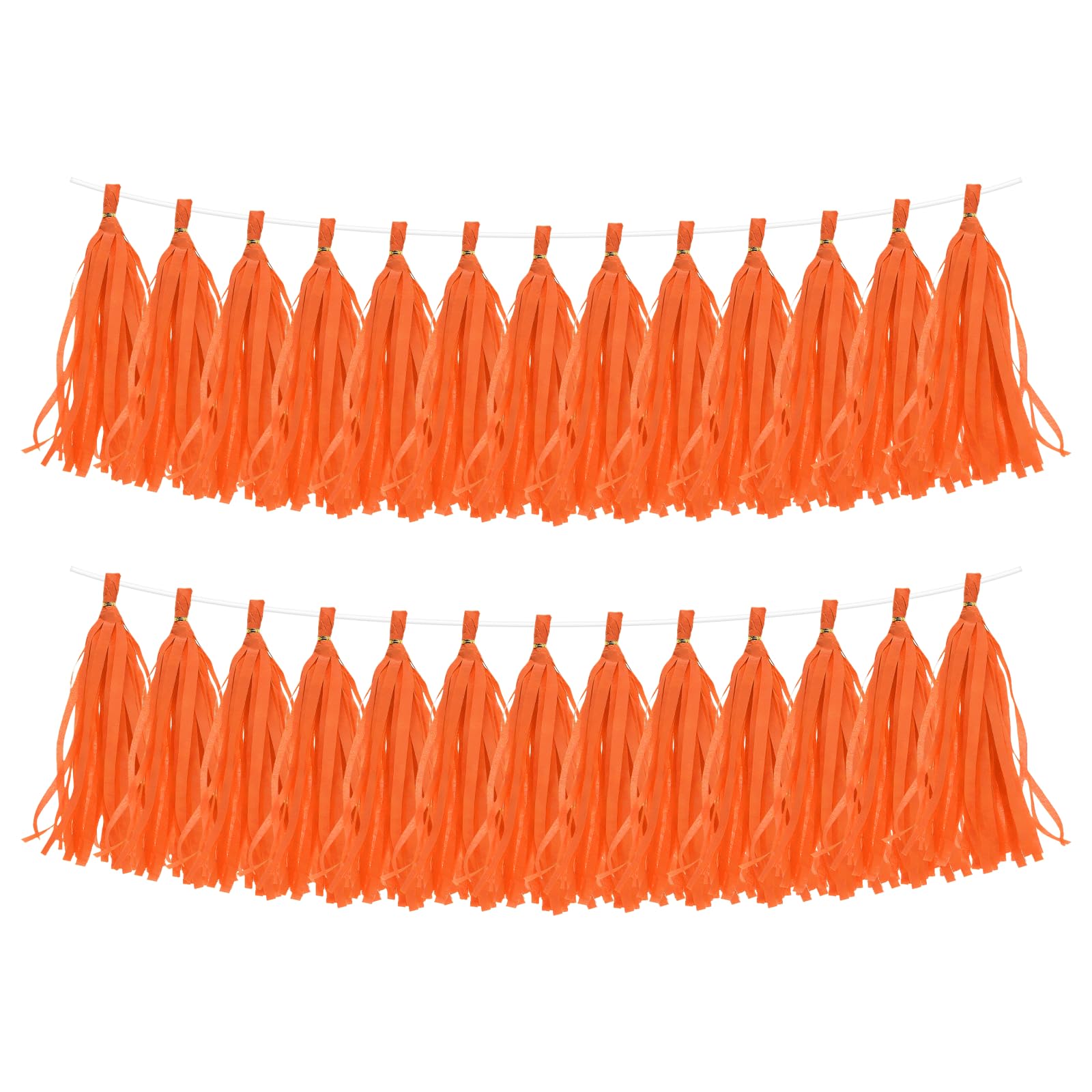 sourcing map 30Pcs Paper Tassels Garland, Tassel Garland Banner with Rope and Tie Wire for Party Decorations Wedding Decorations Football Party Engagement Decor DIY, Dark Orange