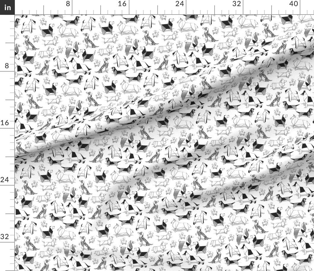 Spoonflower Fabric - Small Scale Origami Dogs White Coloring Chihuahuas Dachshunds Corgis Printed on Petal Signature Cotton Fabric by The Yard - Sewing Quilting Apparel Crafts Decor