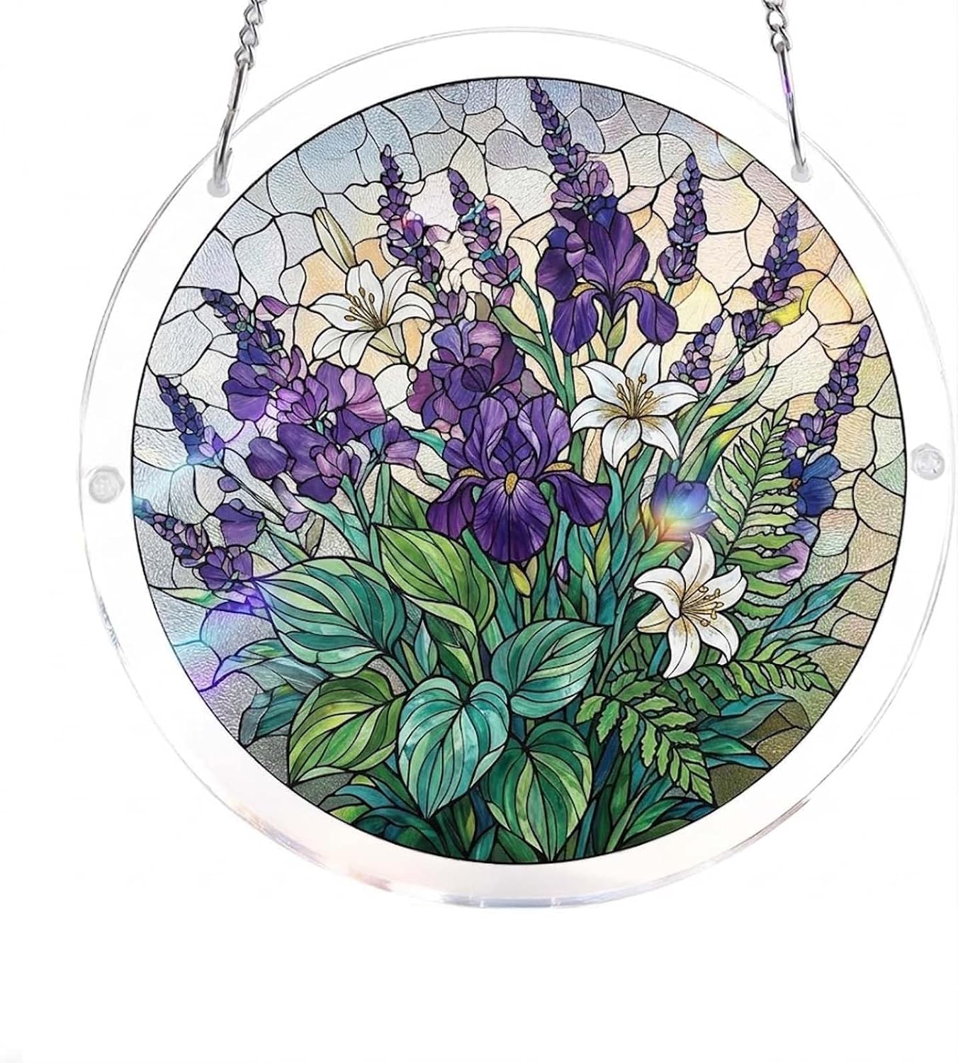 Mindfulness Brain Teaser Acrylic Puzzle for Adults, DIY Stained Glass Window Hanging Suncatcher, Creative Craft Kit, Unique Birthday Gifts for Mom 2026 (Iris Lily Breeze)