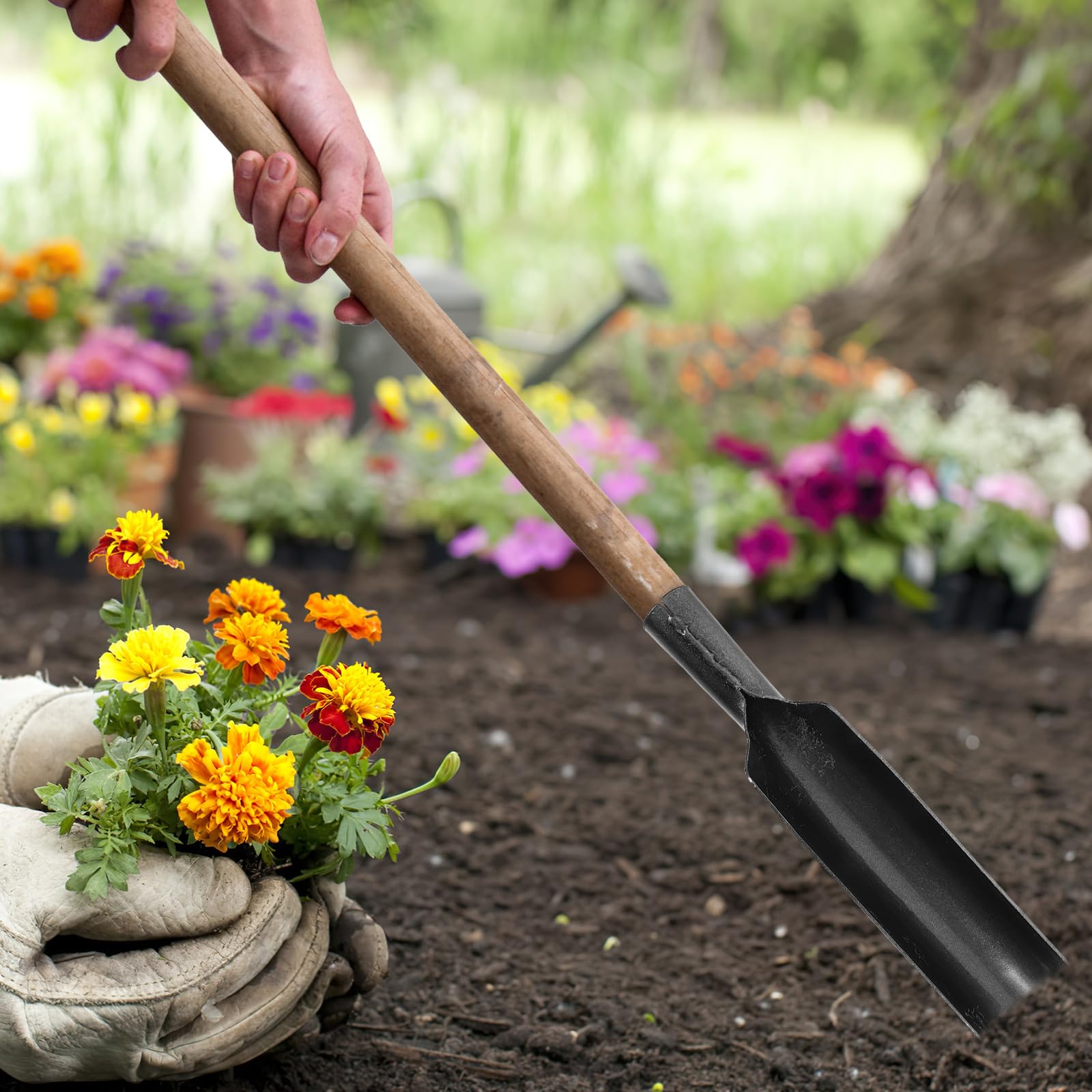 Pala da Giardino in Acciaio al Manganese Manico Ergonomico Attrezzo per Piantare e Scavare per Orto e Uso Esterno