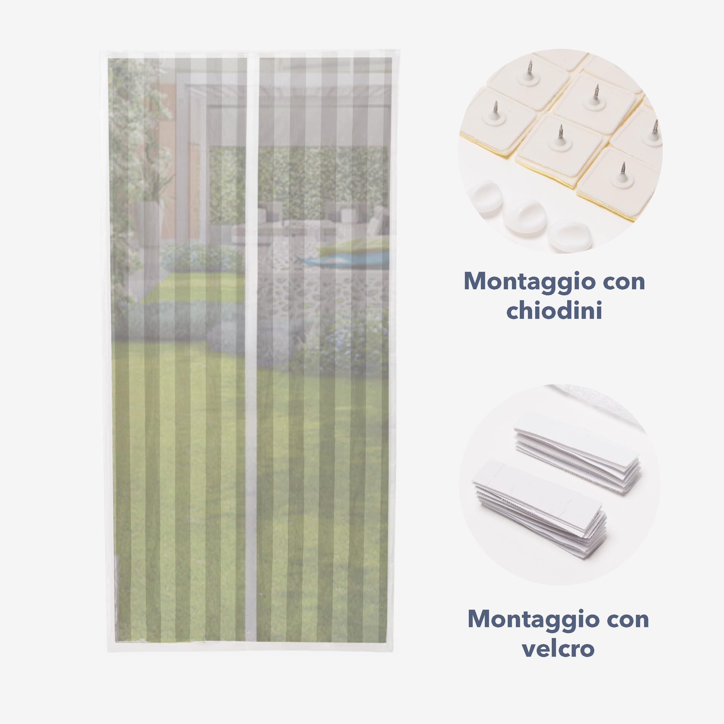 BricoShopping Zanzariera Magnetica Tenda Zanzariera REGOLABILE con MAGNETE CONTINUO calamita interna Per Balcone E Porta Finestra Fissaggio Rapido Su Balconi In Legno Alluminio (BiColor, 105x240 cm)