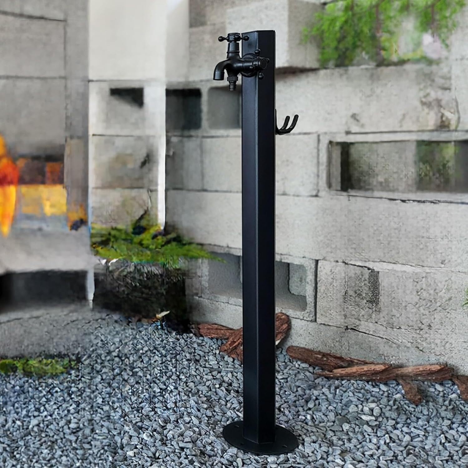 Cucce Black G Stainless Steel Water Column Freestanding Stainless Steel Garden Water Column，Vertical Outdoor Faucet Post，For Courtyards And Irrigation(Black G)