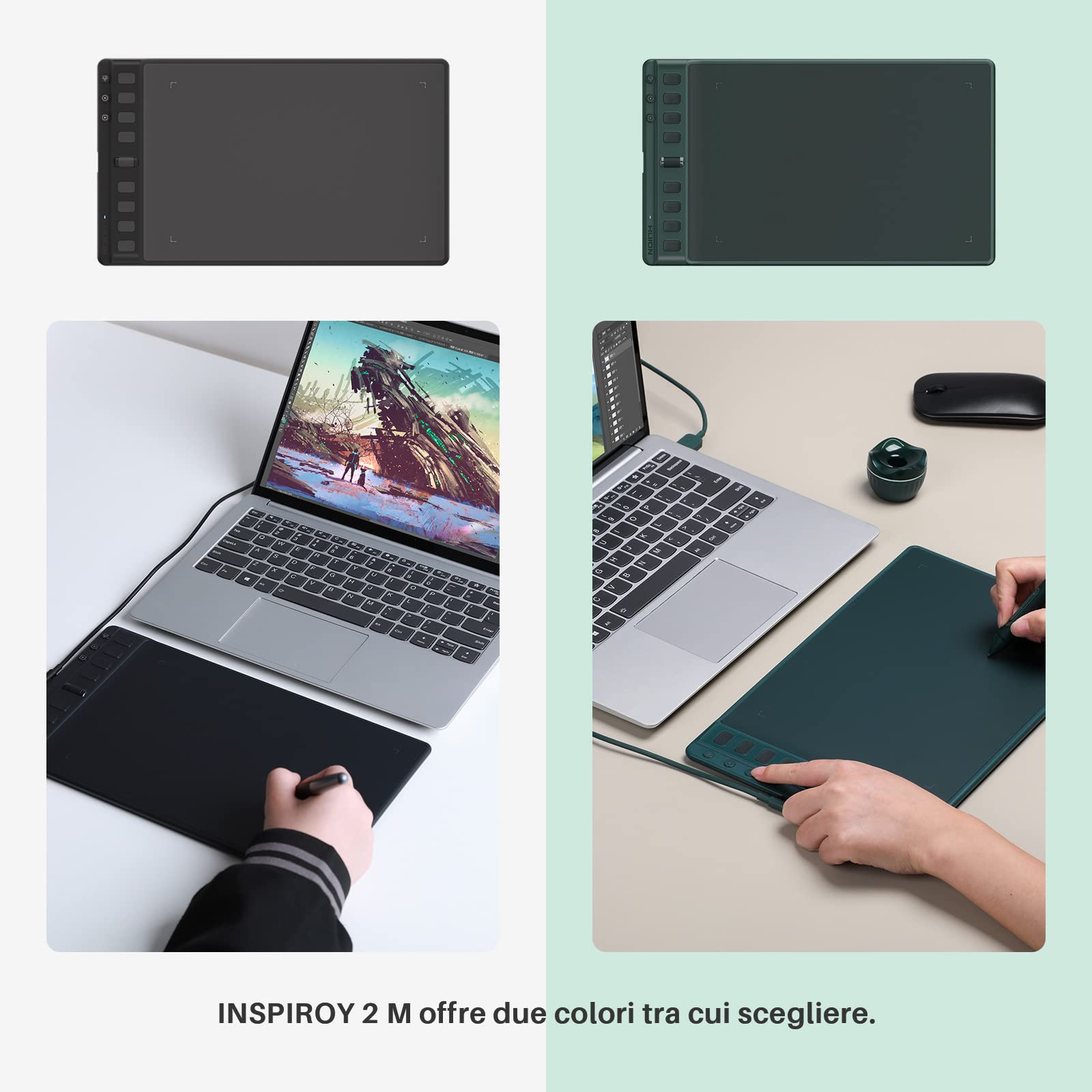 HUION Inspiroy 2 M Tavoletta Grafica, Nuova Penna Digitale PW110, 8 Tasti di Scelta Rapida Personalizzabili, Scroller Facile da Usare, Ideale per Disegnare, Studiare e Lavorare da Casa(Nero)