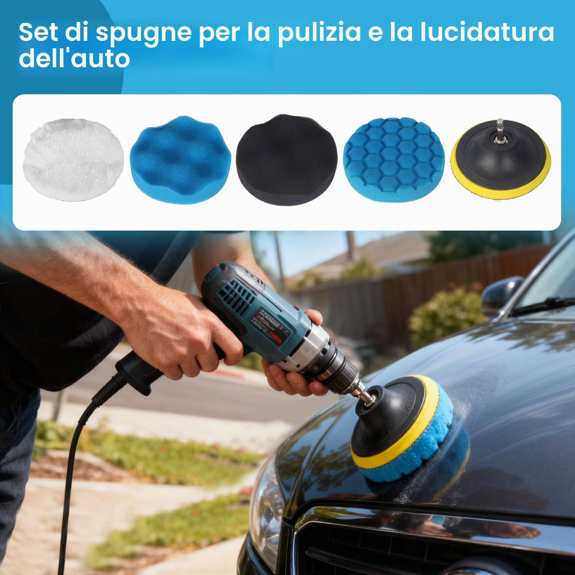 31 pezzi Kit Pulizia Auto, Kit Pulizia Auto Interni, include spazzola, spugna lucidante, custodia per il trasporto, adatto per prese d'aria, cruscotto, motore, ruote e superfici domestiche