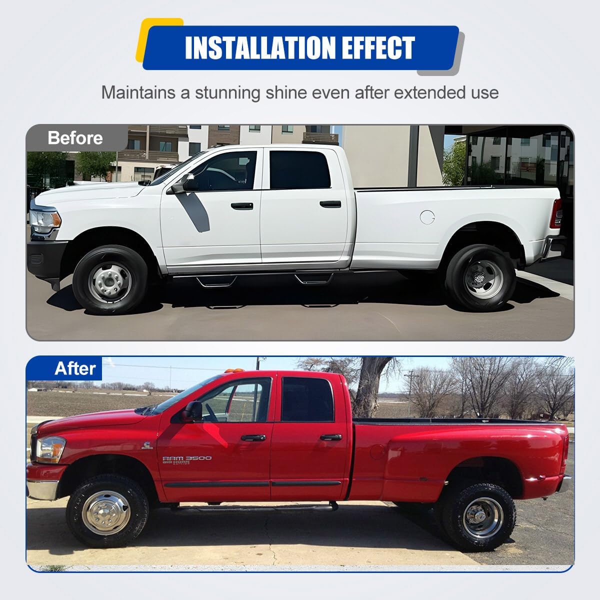 4pcs 17inch Polished Stainless Steel Dually Wheel Simulators, Bolt On Wheel Cover with Removable Centre Cap,8 Lug Hubcaps Fit for 03-18 Dodge Ram 3500 with Installation Tool C17D8