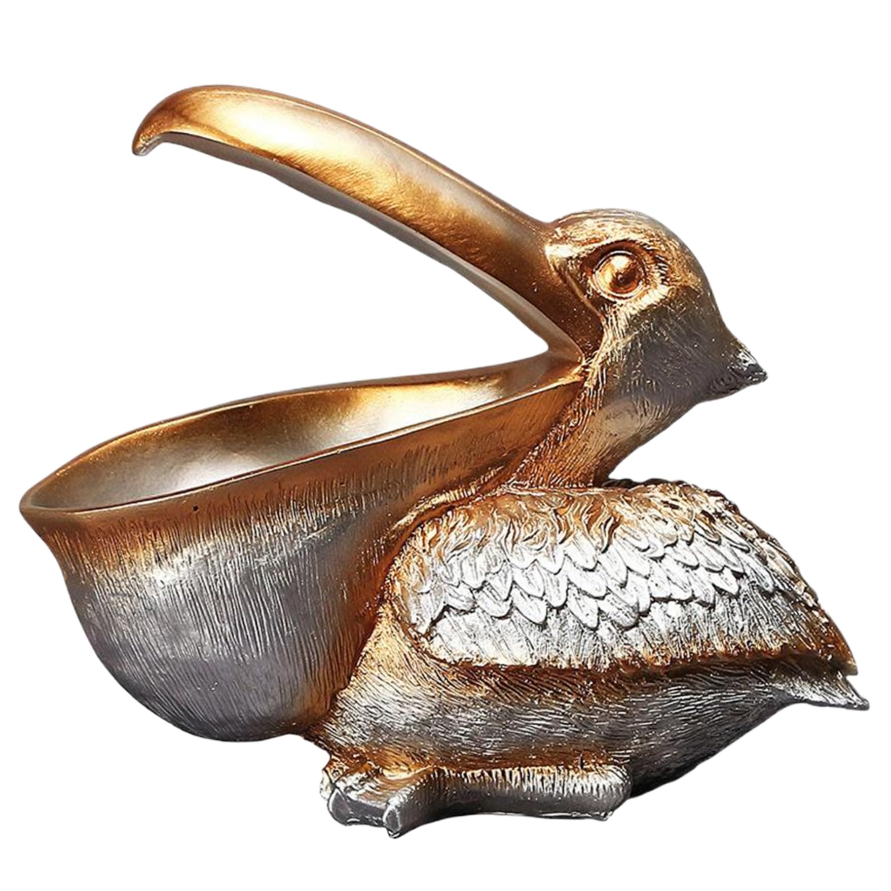 BEAHING Key Bowl for Entryway Table Resin Pelican Statue Big Mouth Candy Dish Fun Decorative Home Decor