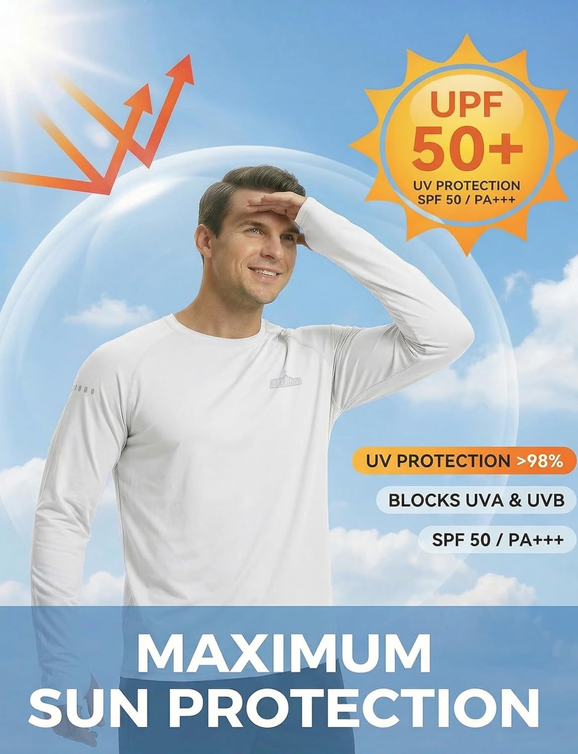 3 Pack Mens UPF 50+ Sun Protection Shirts Long Sleeve SPF Quick Dry Fishing Swim Rash Guard Athletic Workout Tops