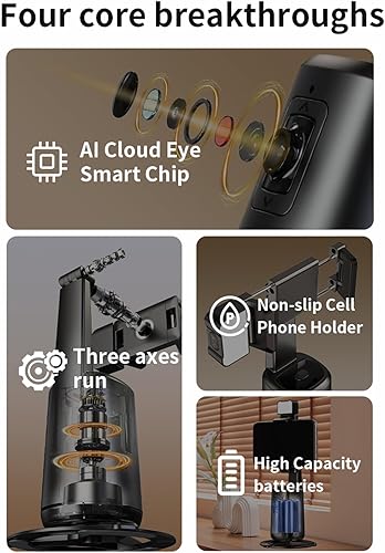 Miniatura 3 de Trípode de seguimiento facial automático con rotación de 360, sin aplicación, soporte de teléfono de seguimiento automático con soporte, control de