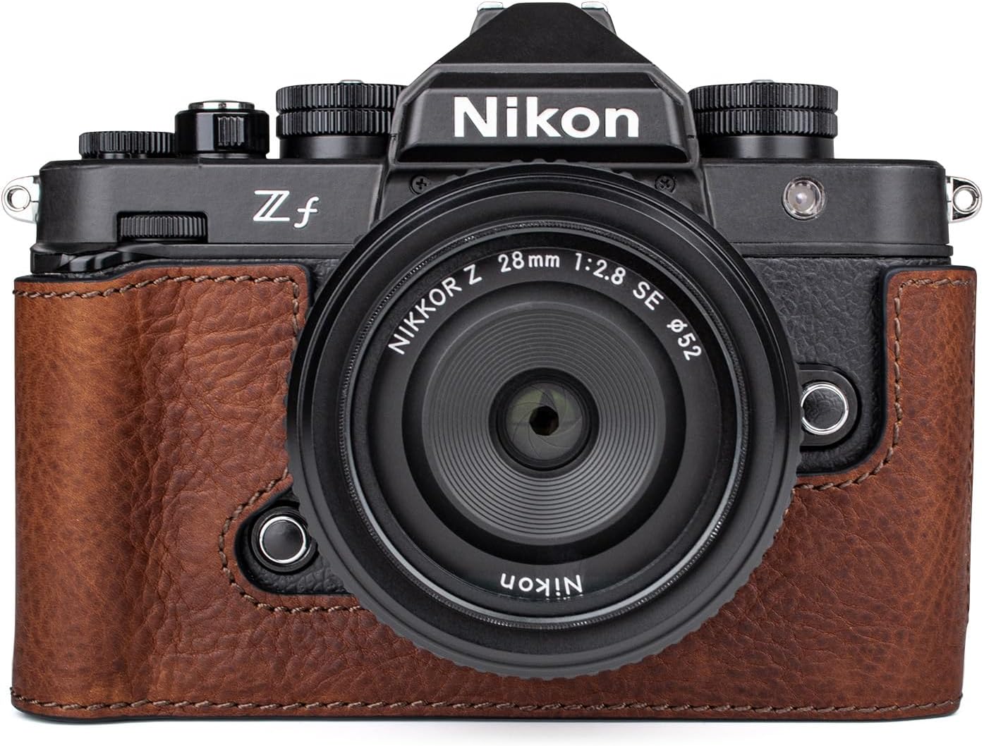 MUZIRI KINOKOO Z f Zf Case, Genuine Leather Protective Half Case Compatible for Z f/Zf Camera - with Opening Bottom and Hand Grip Design - Brown