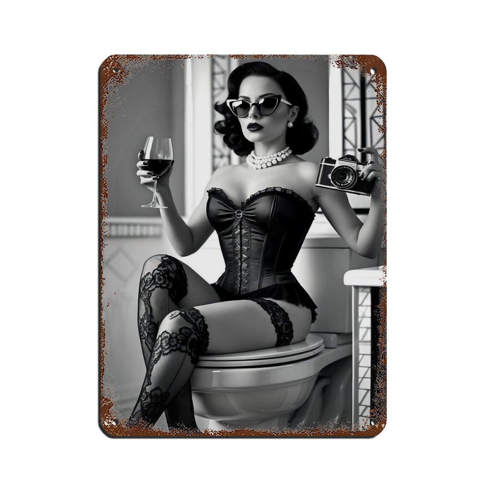 Vintage Glamour Woman Elegant Boudoir Retro Poster Metal Tin Sign Chic Art Retro Iron Painting Bar People Cave Cafe Family Garage Poster Wall Decoration 12x16inch(30x40cm)