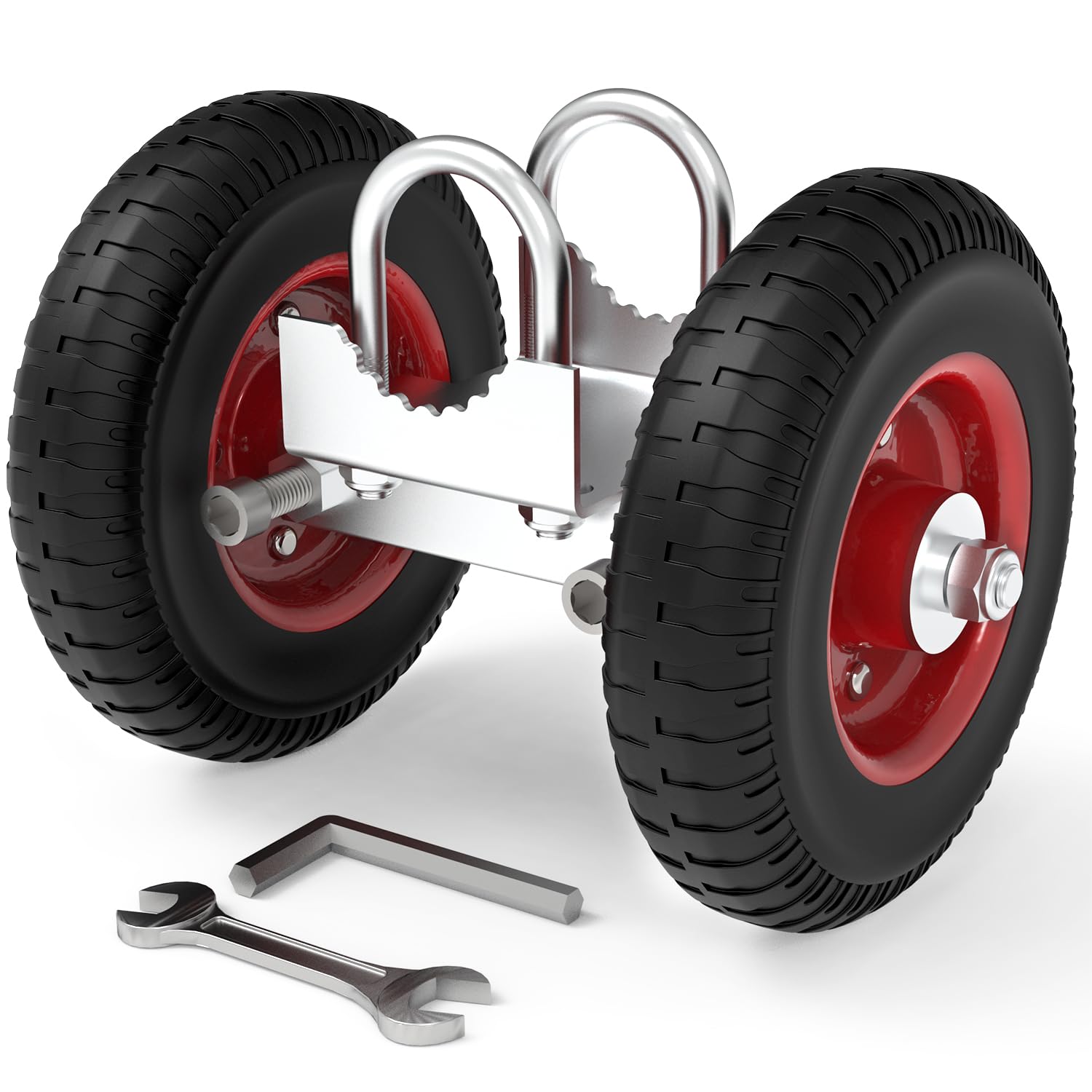 Blütezeit 8-inch Rolling Gate Wheels, Double U-Bolts Heavy Duty Gate Rollers, Sliding Gate Carrier for Metal Tube Gates Driveway Chain Link Fence