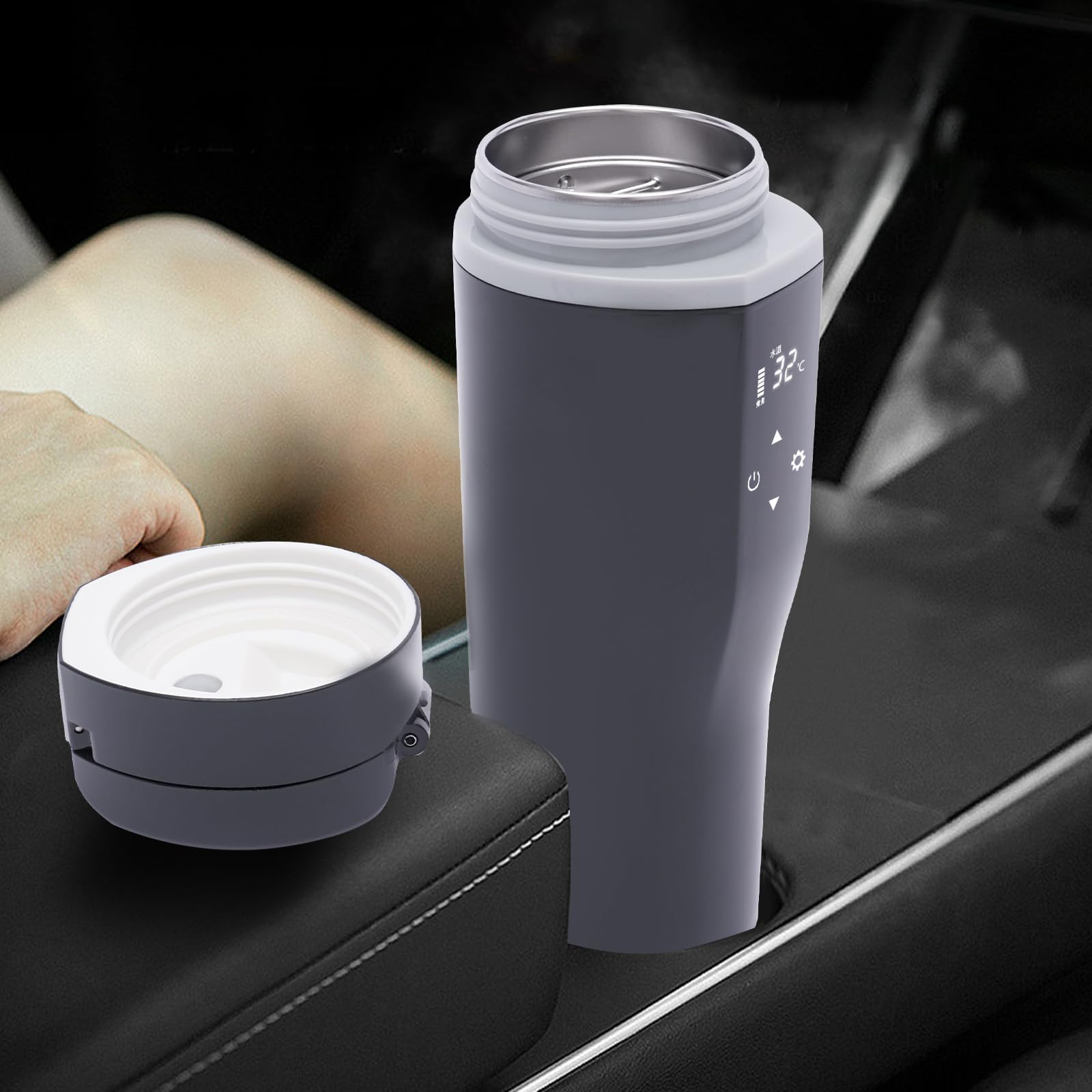 Tazza dell'acqua riscaldata da 12 V, 24 V, bollitore elettrico per auto/camion, 500 ml, con fodera in acciaio inox 304