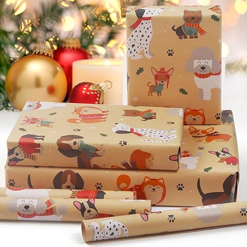 Miniatura 3 de AircooL Papel de regalo para perros, papel de regalo de cumpleaños con diseño de pata de cachorro, 6 hojas plegadas de 30 x 20 pulgadas, papel de