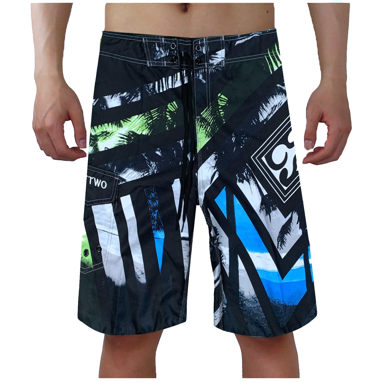 Generic Bañador Hombre Largo - Pantalon Deporte Hombre Bañadores Surferos Calzones Banho Secado Rápido Swim Shorts con Cordón Boardshorts para Vacaciones