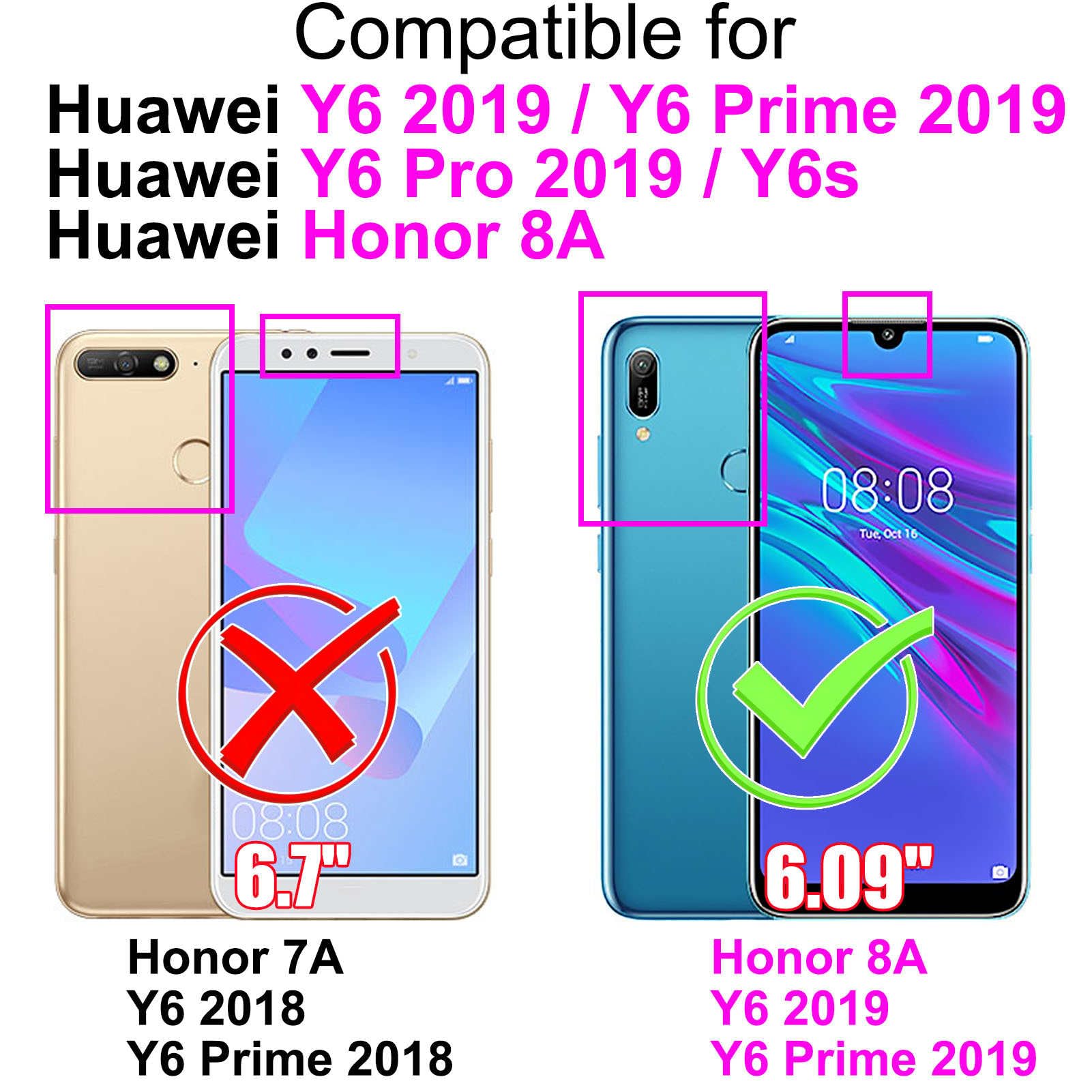 Haninsuze Cover per Huawei Y6 2019 Custodia Cover Pelle Libro Portafoglio con Porta Carte Magnetica Protezione Antiurto Cuoio Flip Case Custodia Cover per Huawei Y6 2019, artico