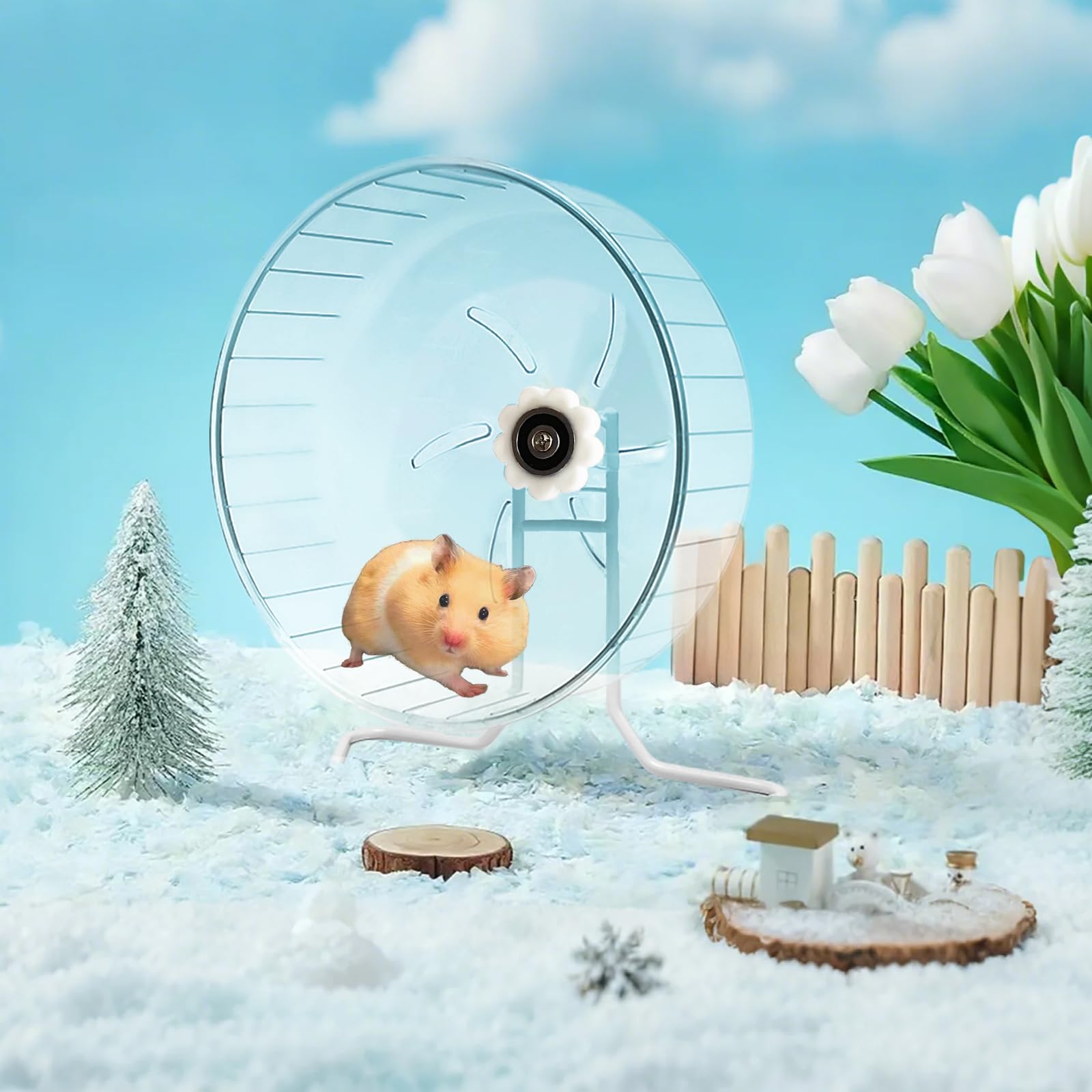 Ruota silenziosa per criceti, giocattolo per criceti, gabbie, accessori, 24 cm, con supporto in ferro, per piccoli animali, gerbilli, ricci, topi e topi siriani