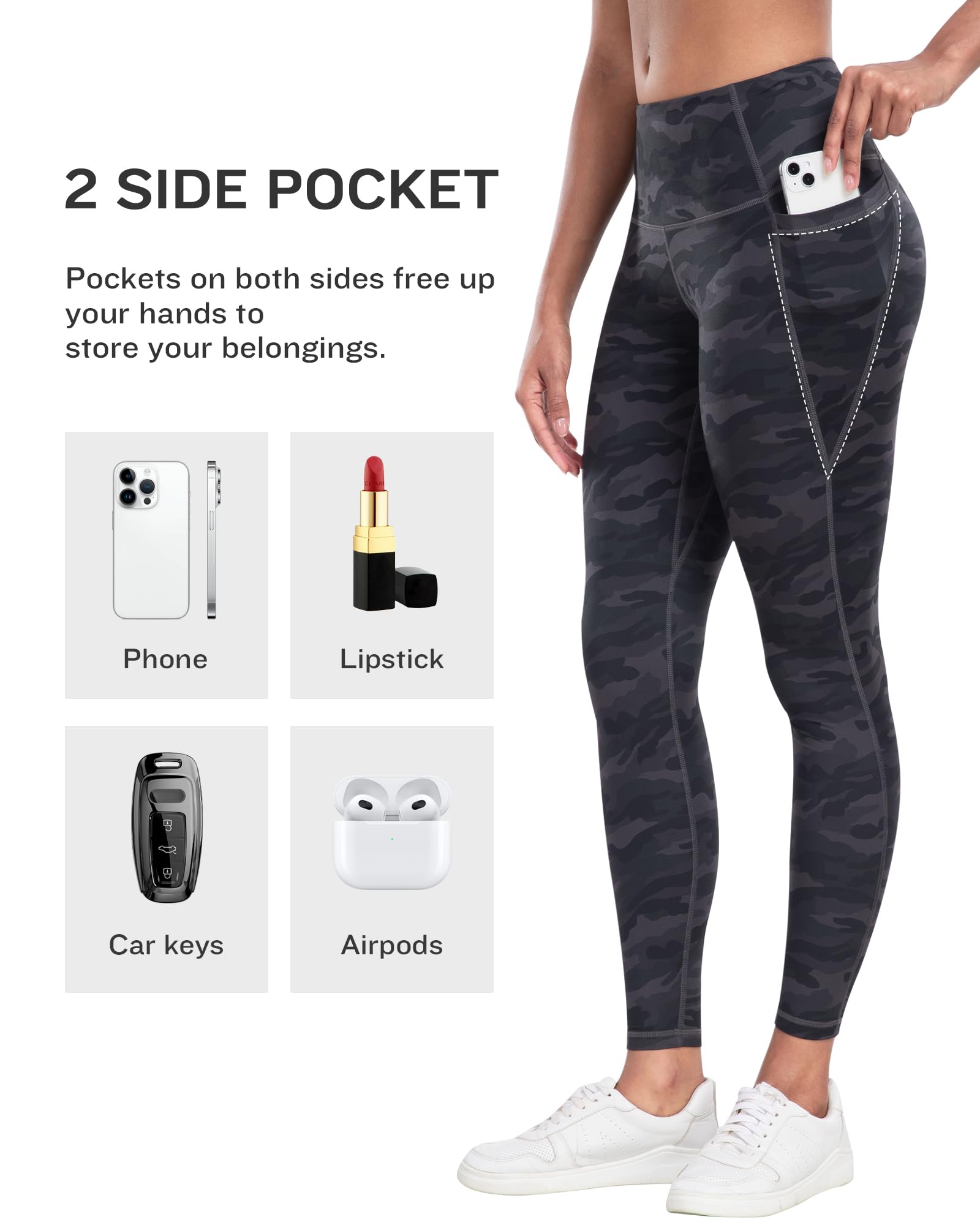 LZYVOO Lot de 6 leggings avec poches pour femme, taille haute, contrôle du ventre, pantalon d'entraînement et de yoga