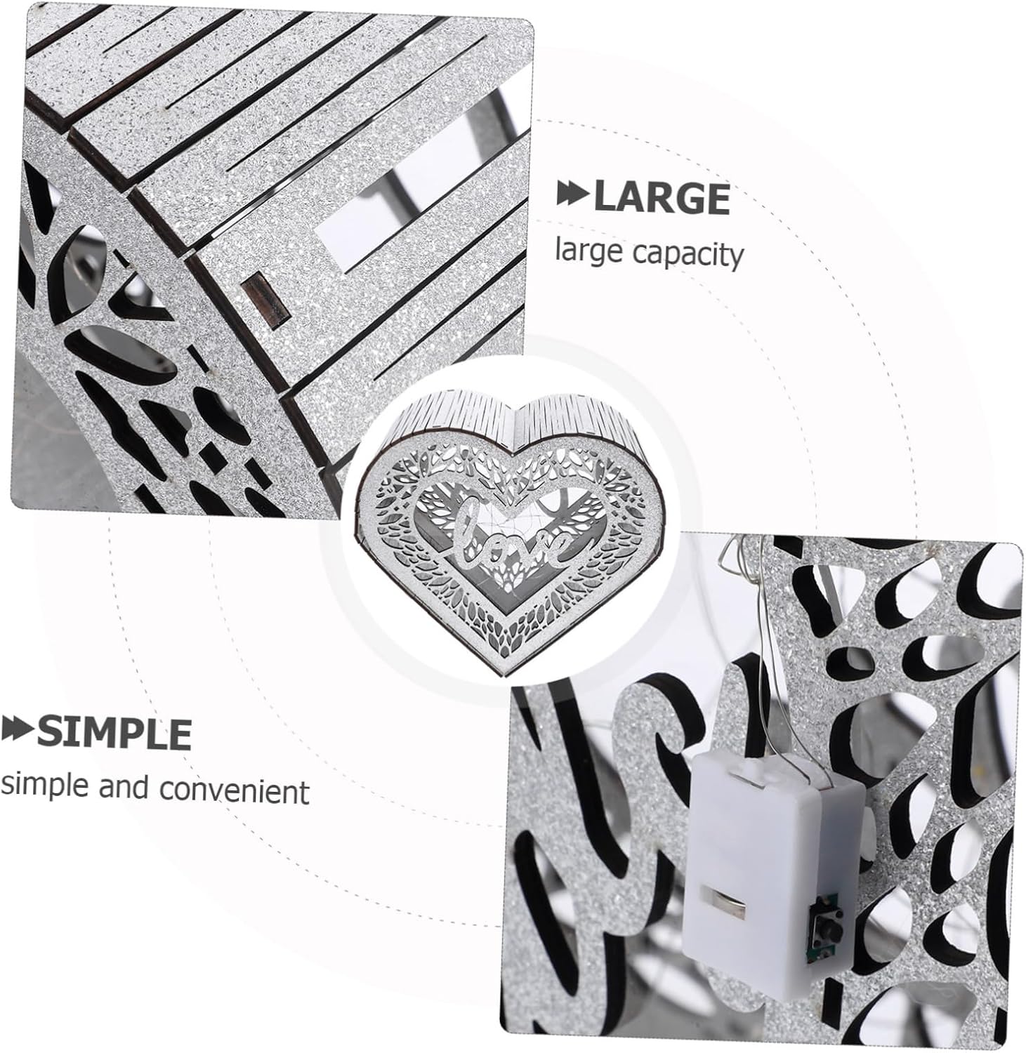 KOMBIUDA Heart-shaped Wooden Card Box for Weddings Rustic Greeting Card Holder for Reception Decor and Keepsakes for Bridal Showers and Engagements