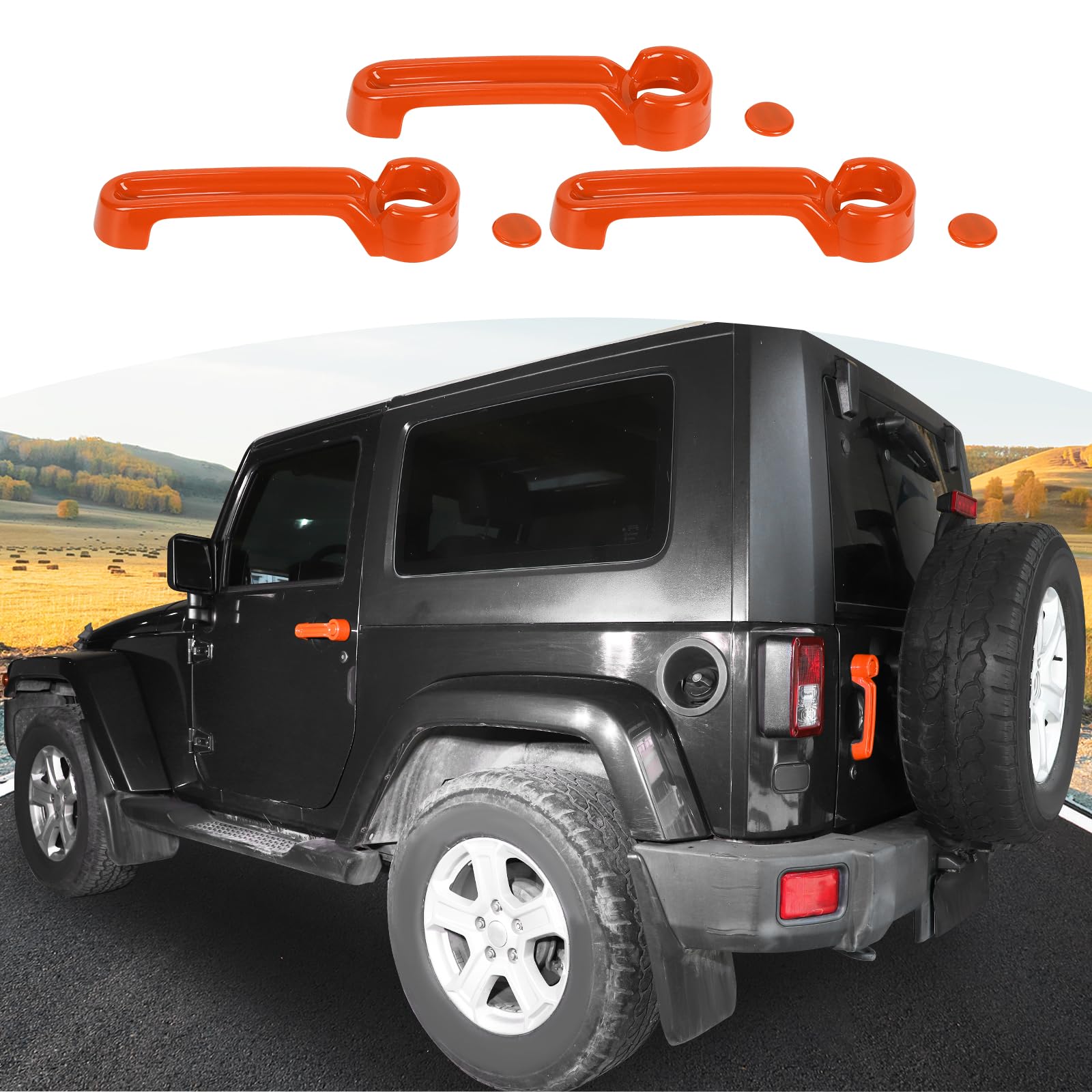 Amazon.co.jp: JOSHELA Jeep JK ドアハンドルカバー トリム オレンジ 