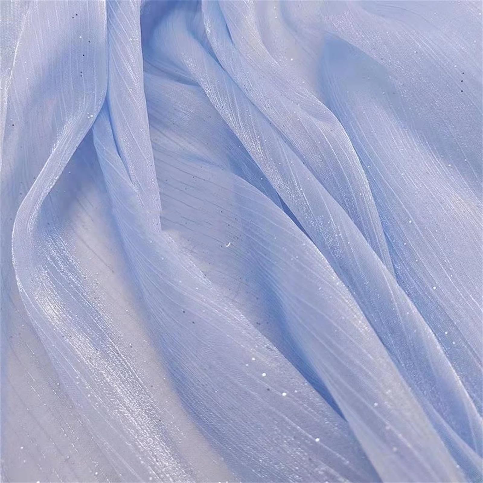 Organza Fabric, Glitter Organza Fabric Multicolor 100cm x 150cm for Sewing(Sky Blue)