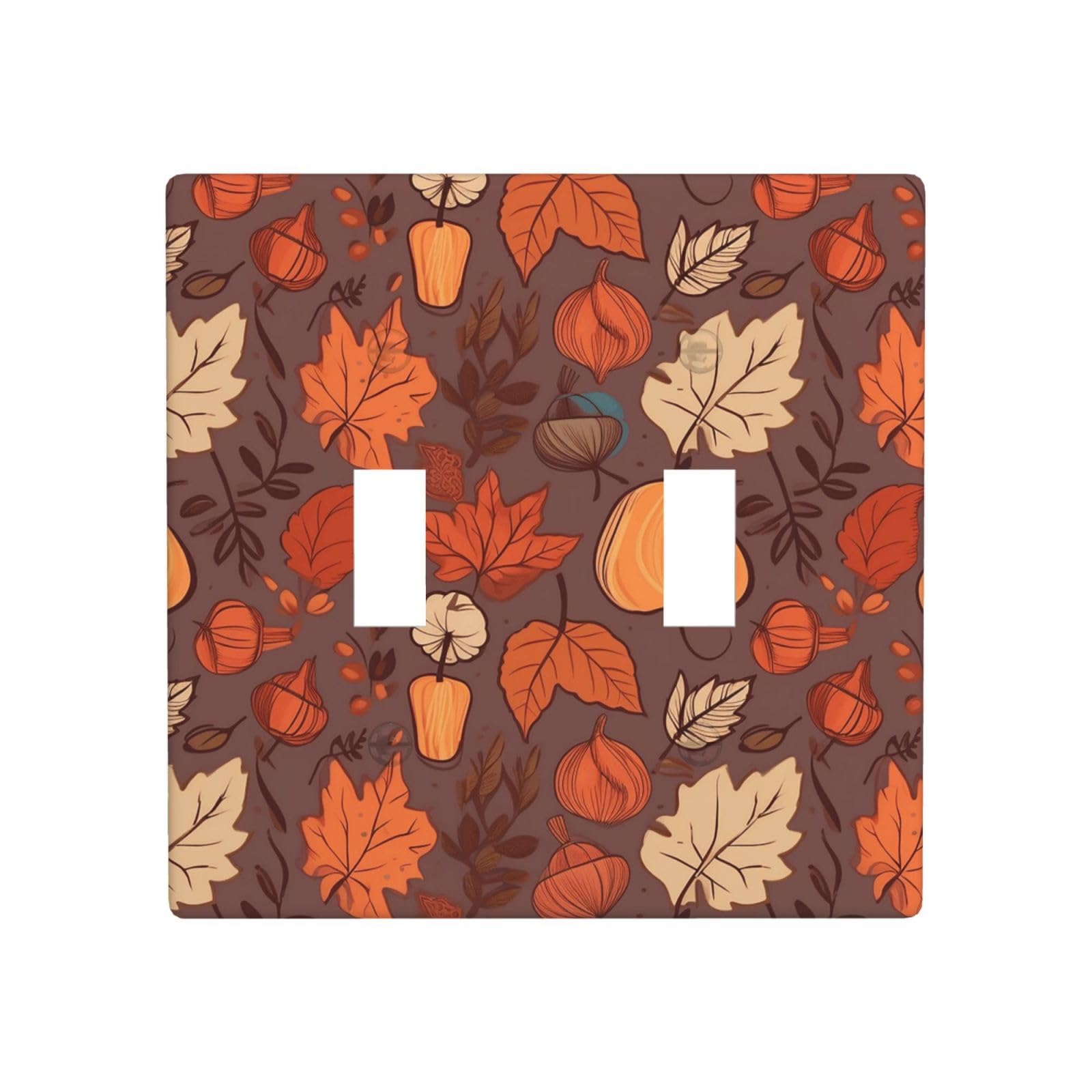 Aceprints Fall 2 Gang Double Toggle Wall Plates, Unbreakable Decorative Duplex Light Switch Plate Covers Electrical Switchplate Cover Faceplate For Bathroom Kitchen Decor