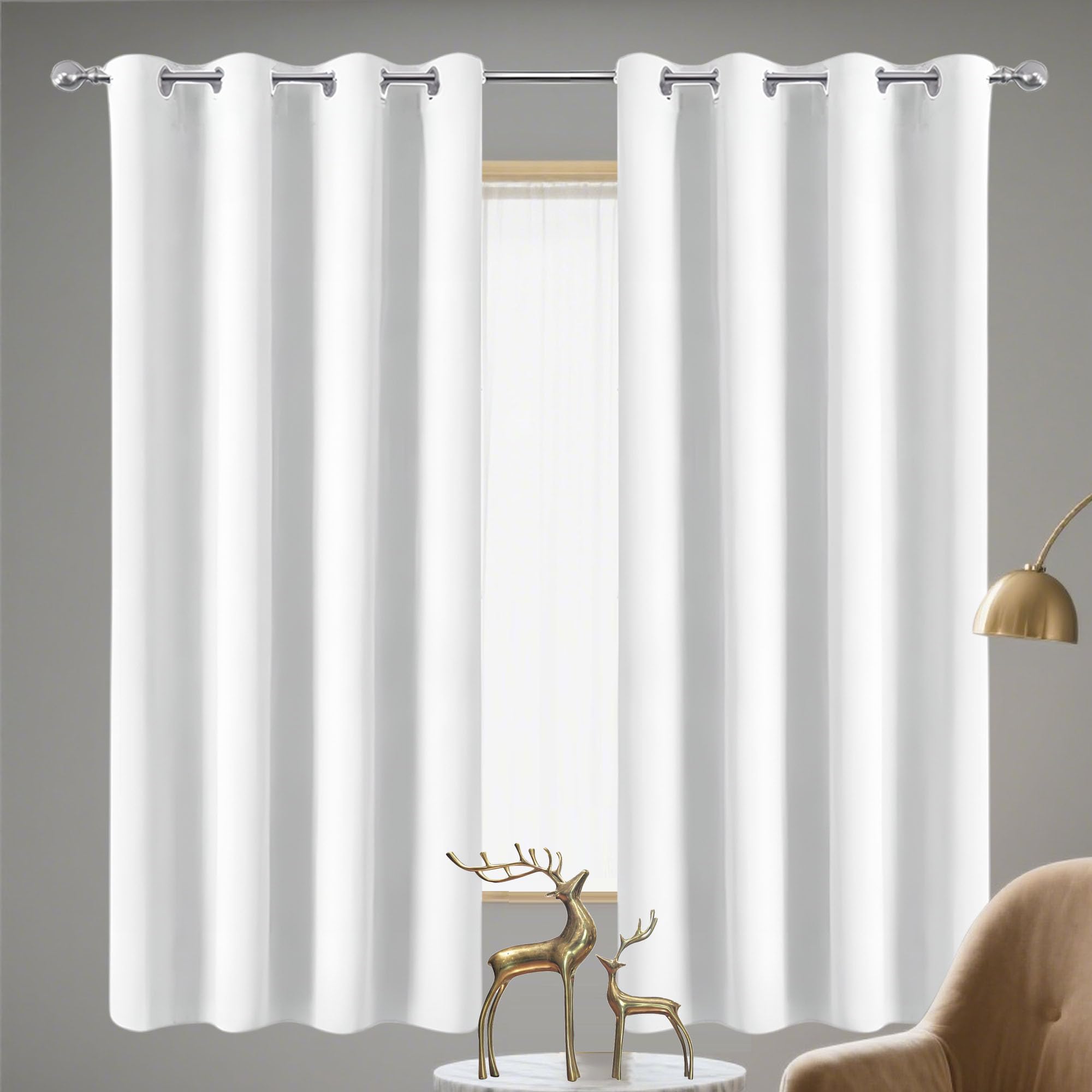 Rideau occultant anti-froid et chaleur en satin blanc moderne à oeillets