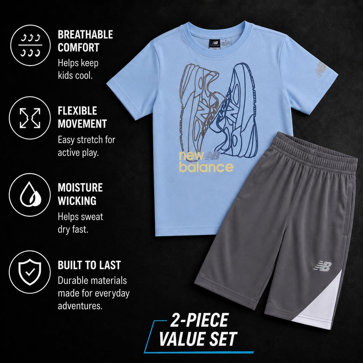 New Balance Boys 2 Piece Cotton Blend Jersey Shirt & Basketball Shorts image 5